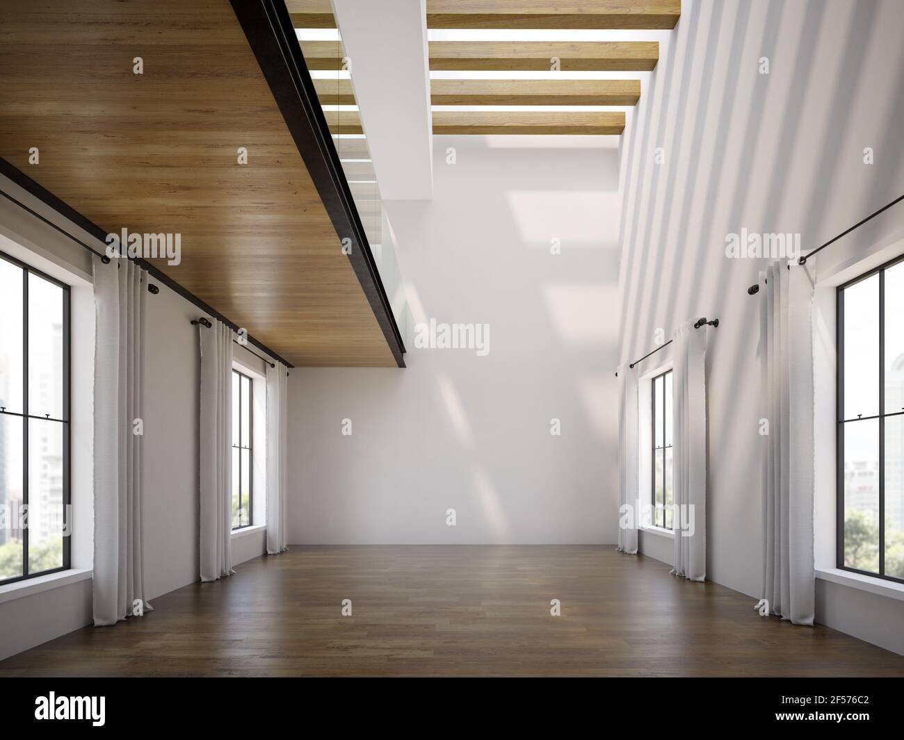 Immagine 3d vuota e moderna della sala interna Foto Stock