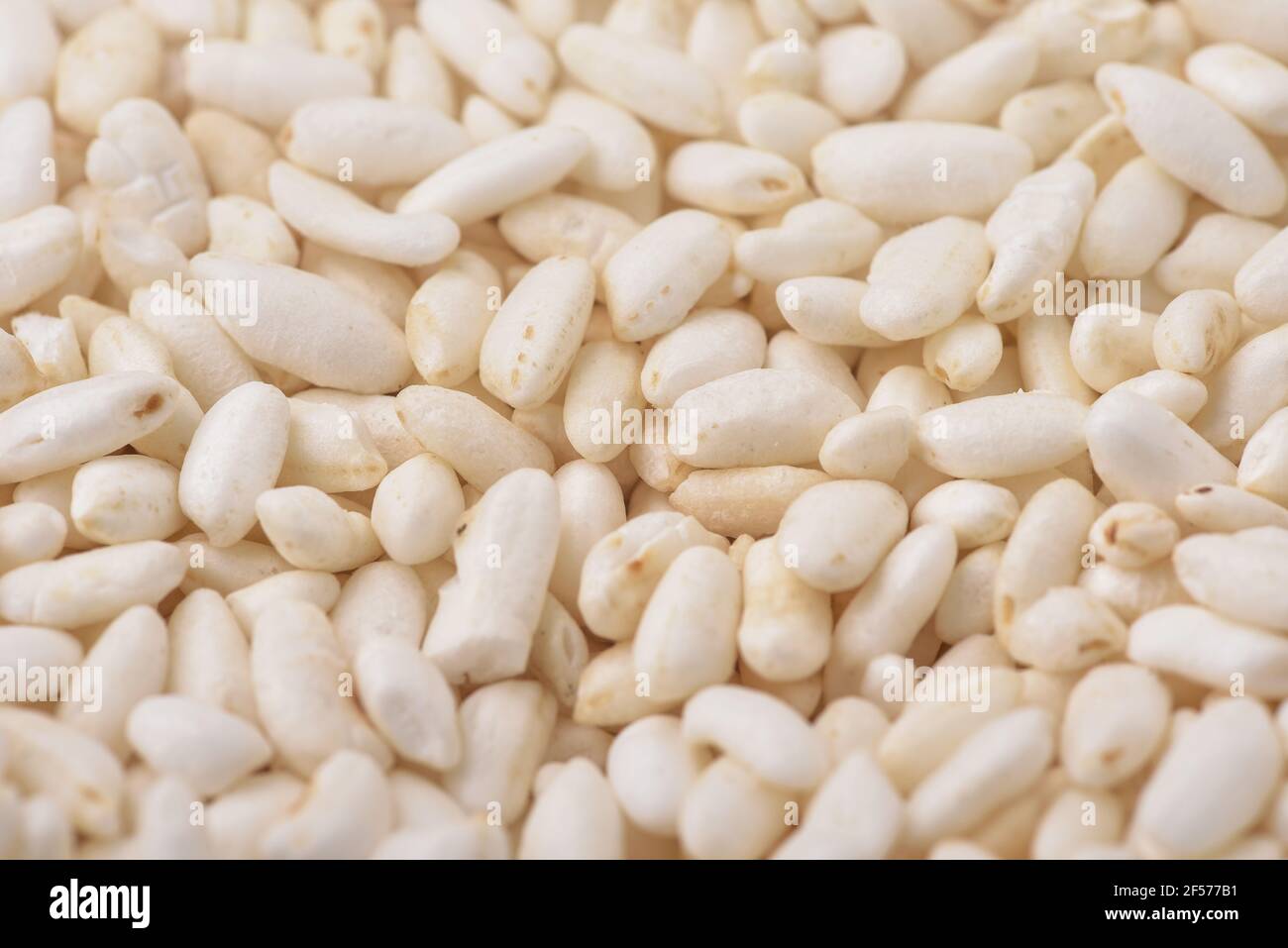 Primo piano di riso soffiato sfondo Foto Stock