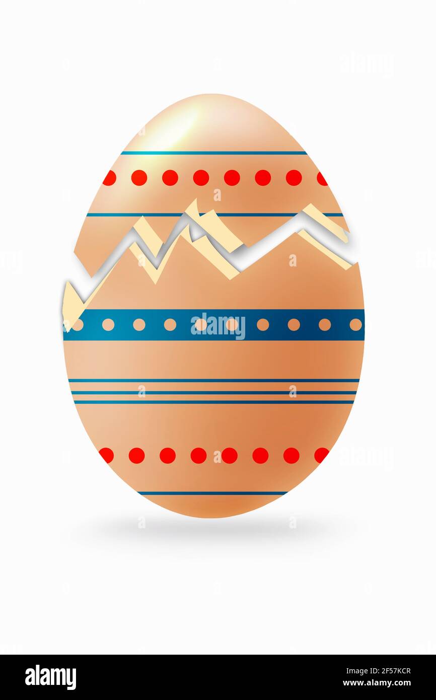 Uovo di Pasqua isolato su sfondo bianco Foto Stock