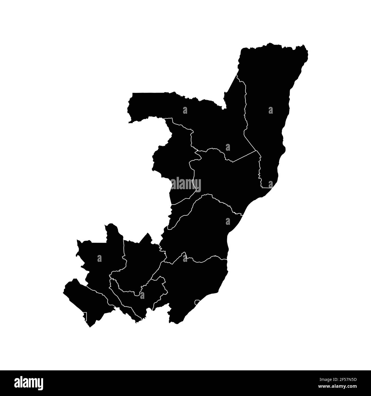 Repubblica del Congo mappa del paese vettore con le aree regionali Illustrazione Vettoriale