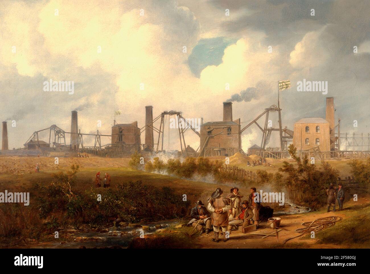 Una vista di Murton Colliery vicino a Seaham, Contea di Durham - James Wilson Carmichael, 1843 Foto Stock