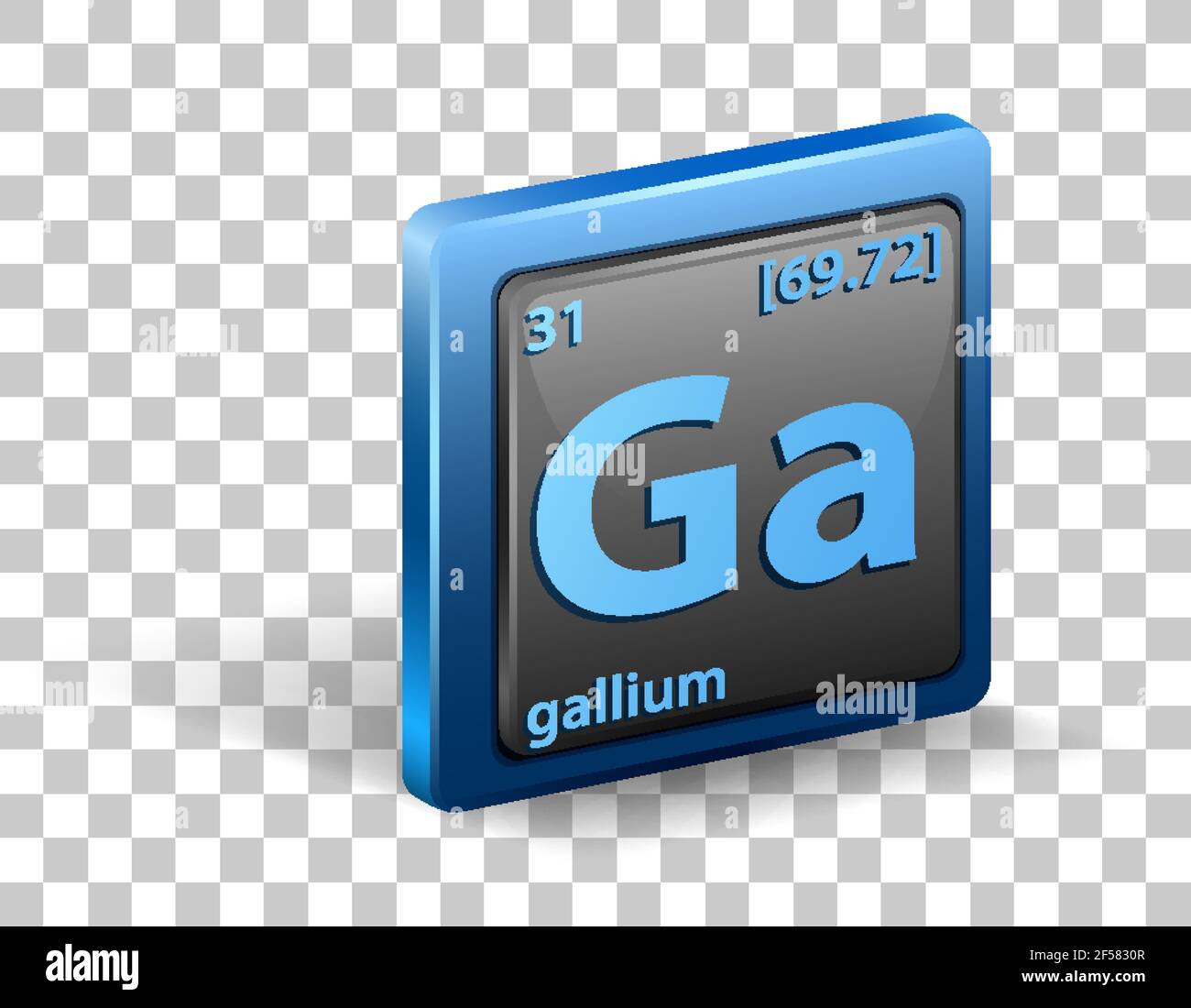 Elemento chimico al gallio. Simbolo chimico con numero atomico e massa atomica. Illustrazione Illustrazione Vettoriale