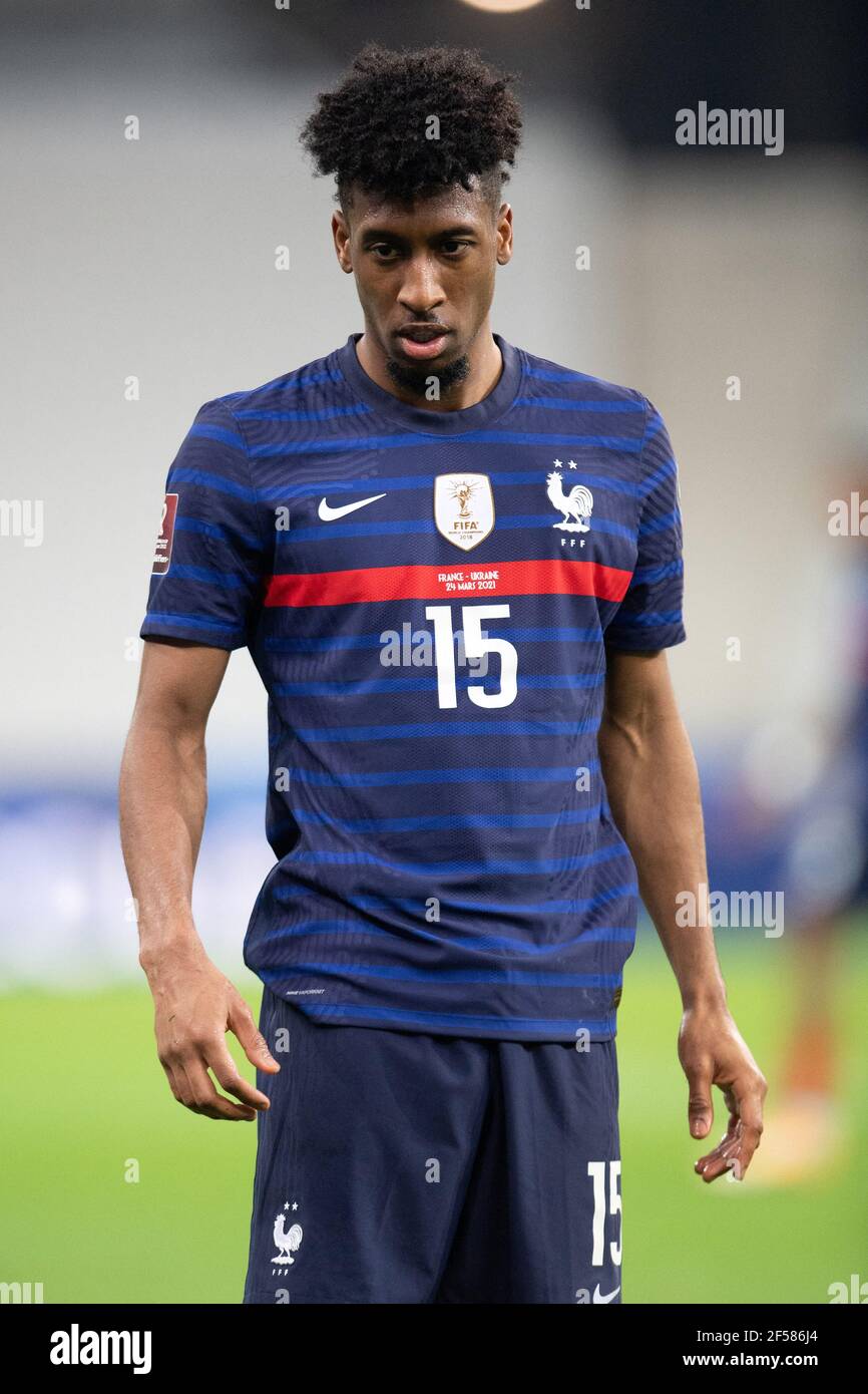 Kingsley Coman di Francia in azione durante la Coppa del mondo FIFA 2022 partita di qualificazione tra Francia e Ucraina il 24 marzo 2021 a Parigi, Francia. Foto di David Niviere/ABACAPRESS.COM Foto Stock