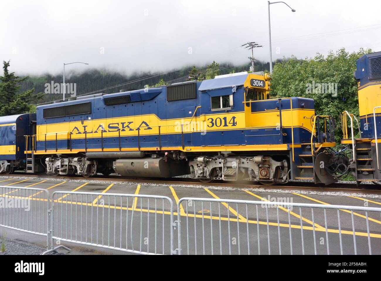Alaska treni Railword Locomotiva 3014 a Seward Railway Station, Seward, Alaska, USA Foto Stock