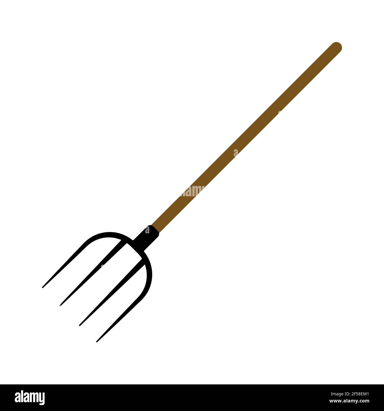 forchetta per lavori agricoli con forchetta da fieno e da erba disegno semplice Illustrazione Vettoriale