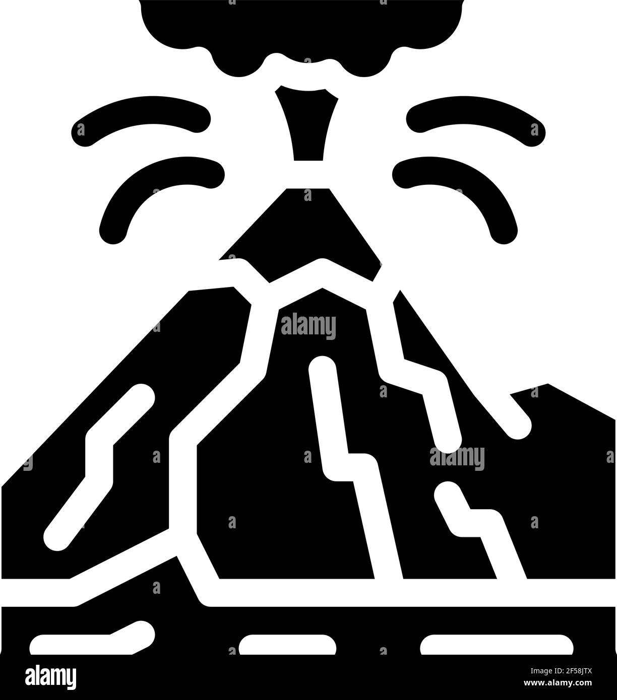 Icona dell'eruzione di montagna Illustrazione del glyph del vettore Illustrazione Vettoriale