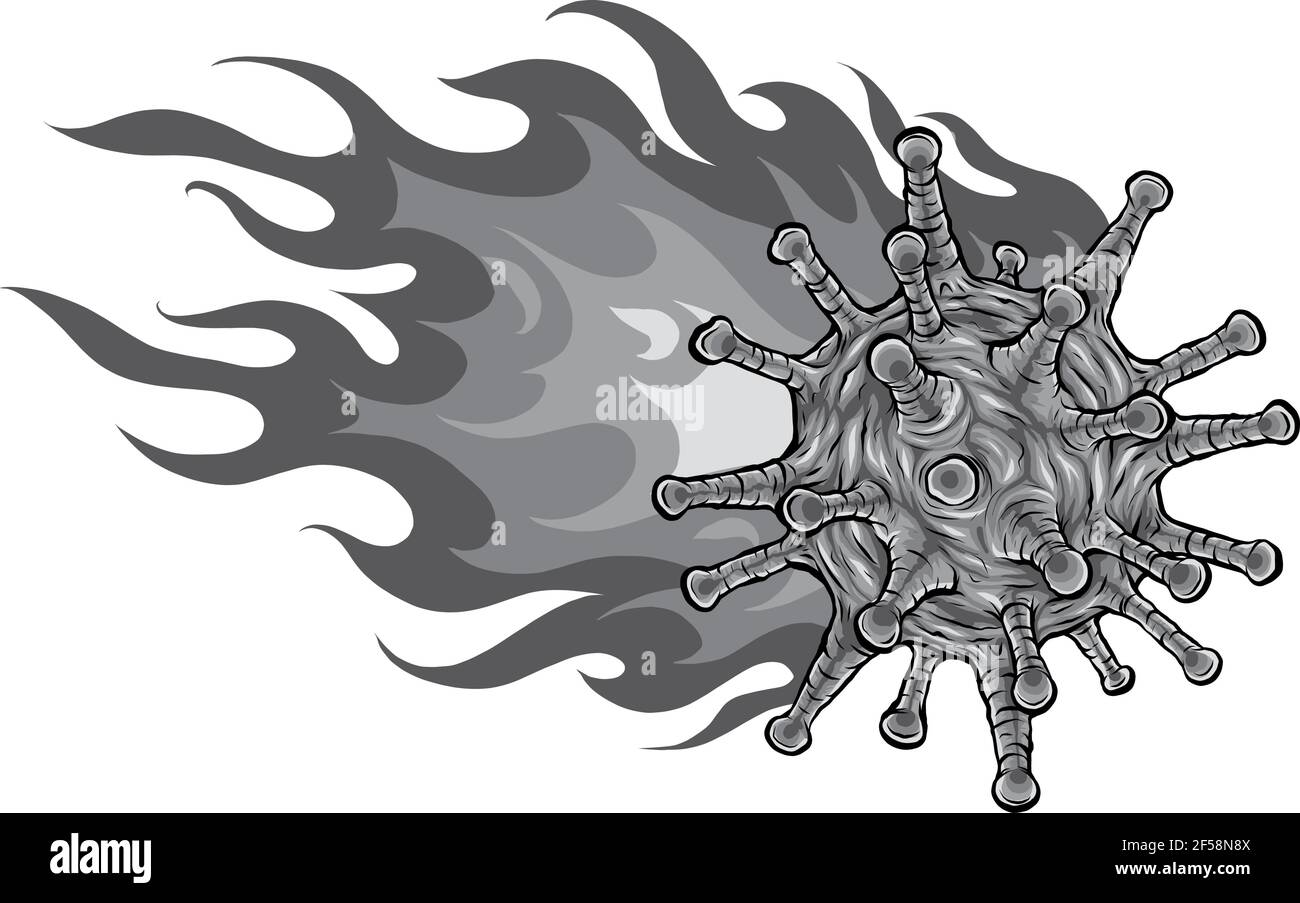 progettazione di corona virus ustioni con fiamme vettore illustrazione Illustrazione Vettoriale