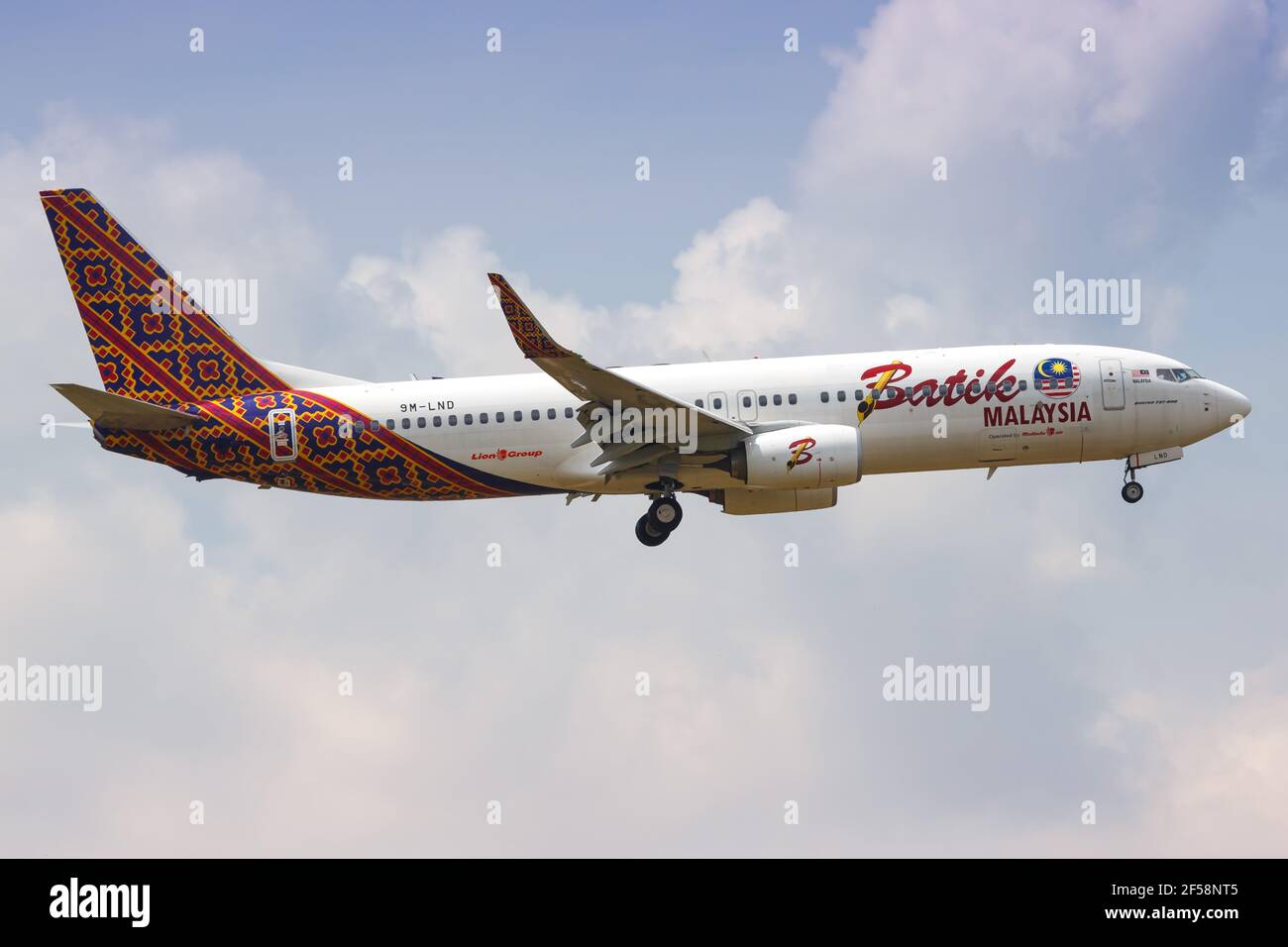 Kuala Lumpur, Malesia – 21. Gennaio 2018: Batik Air Boeing 737-800 all'aeroporto di Kuala Lumpur (KUL) in Malesia. Boeing è una base di costruttori di aeromobili Foto Stock