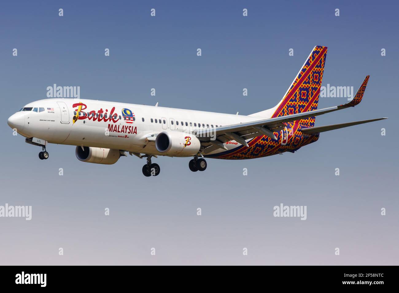 Kuala Lumpur, Malesia – 21. Gennaio 2018: Batik Air Boeing 737-800presso l'aeroporto di Kuala Lumpur (KUL) in Malesia. Boeing è una base di costruttori di aeromobili Foto Stock