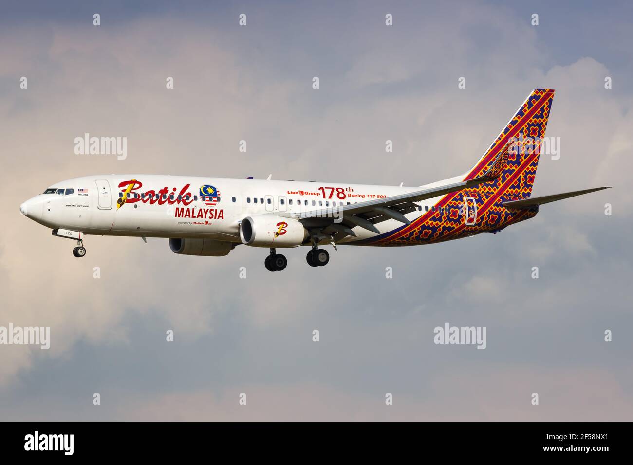 Kuala Lumpur, Malesia – 21. Gennaio 2018: Batik Air Boeing 737-800 all'aeroporto di Kuala Lumpur (KUL) in Malesia. Boeing è una base di costruttori di aeromobili Foto Stock