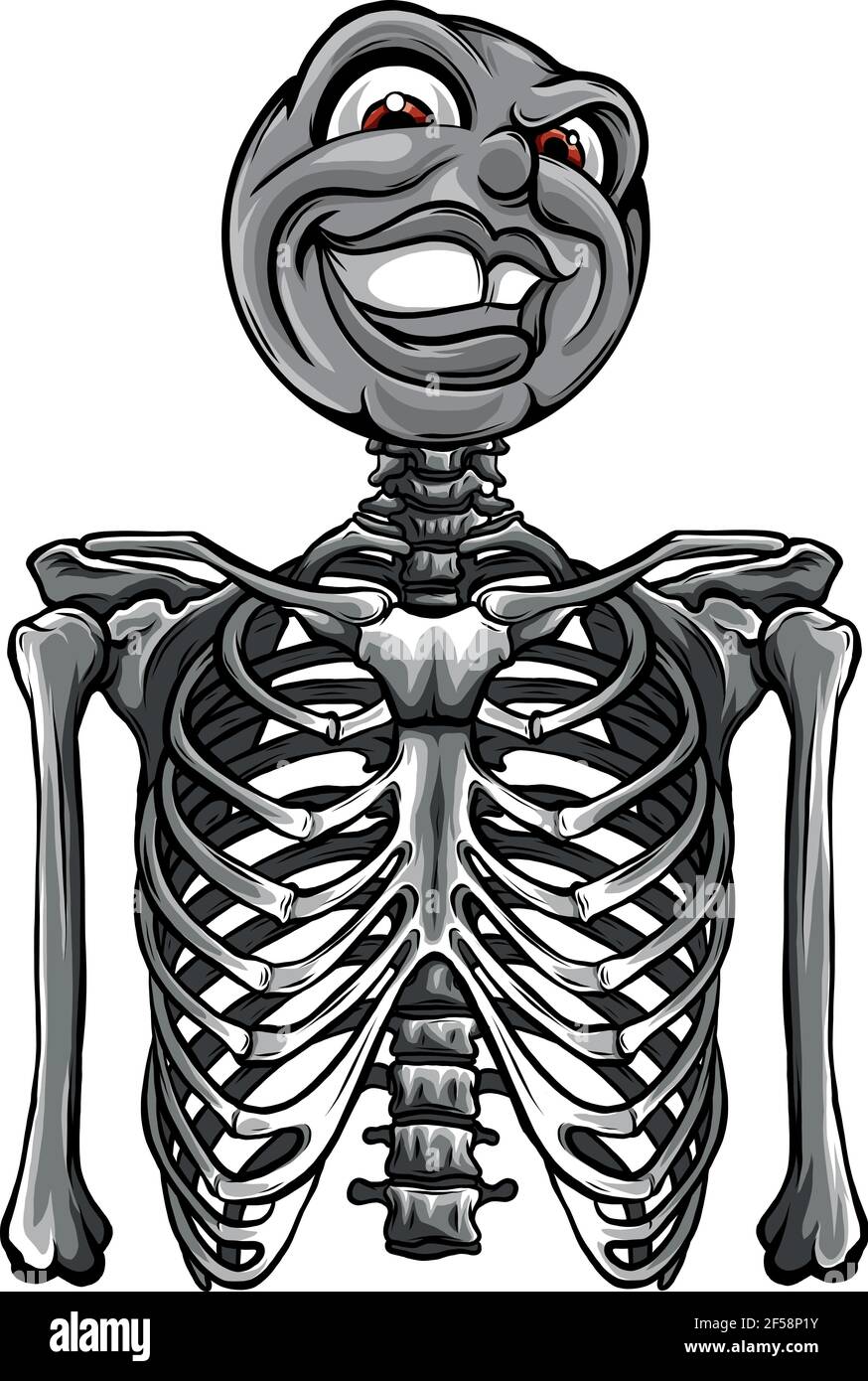 Design Cartoon divertente scheletro con testa sorridente vettore Illustrazione Vettoriale