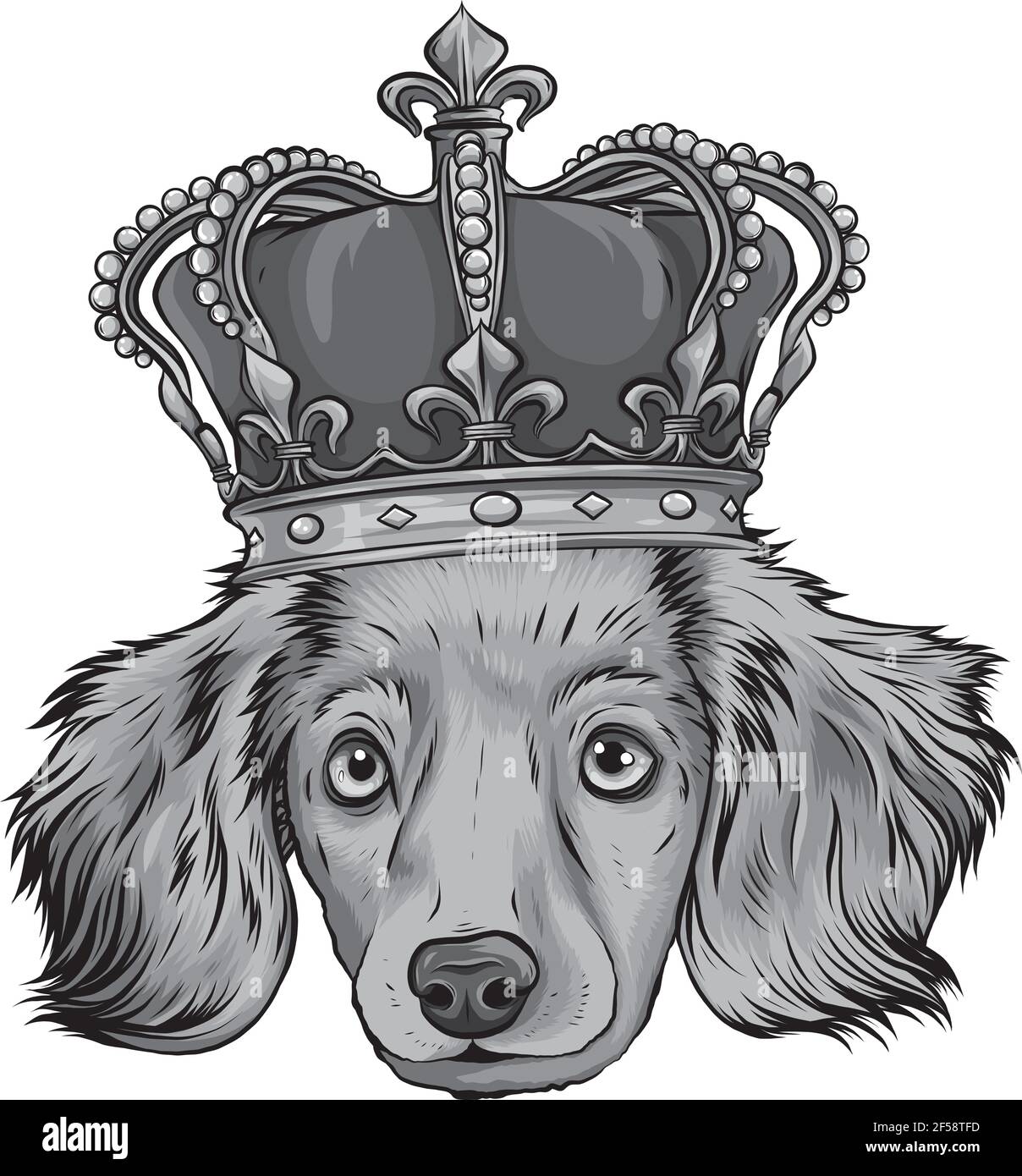 Disegno vettoriale della testa Re di cane su sfondo bianco Illustrazione Vettoriale
