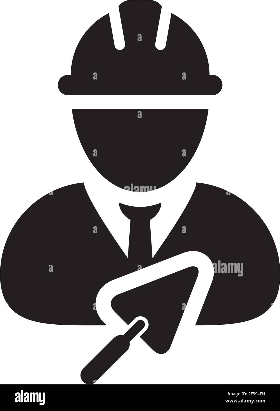 Icona del lavoratore di costruzione con vettore cazzuola profilo della persona contraente maschile avatar con casco in un pittogramma glifo illustrazione Illustrazione Vettoriale