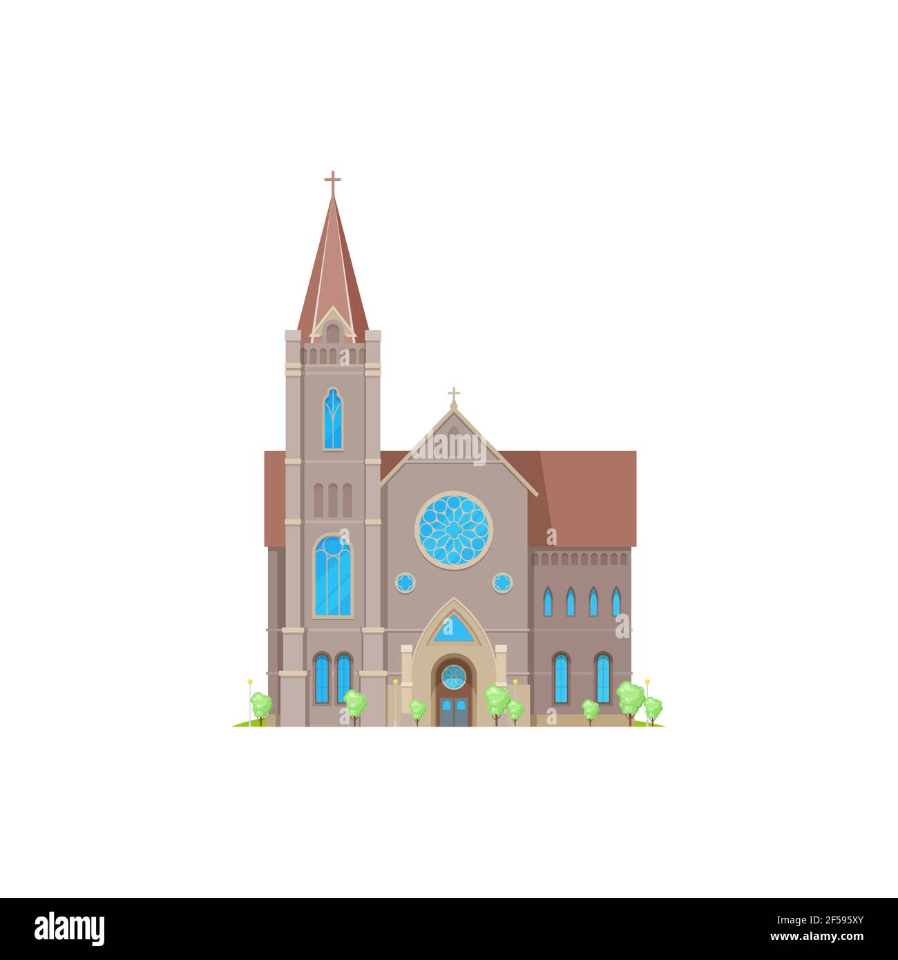 Chiesa medievale, antica cattedrale gotica, cappella Illustrazione Vettoriale