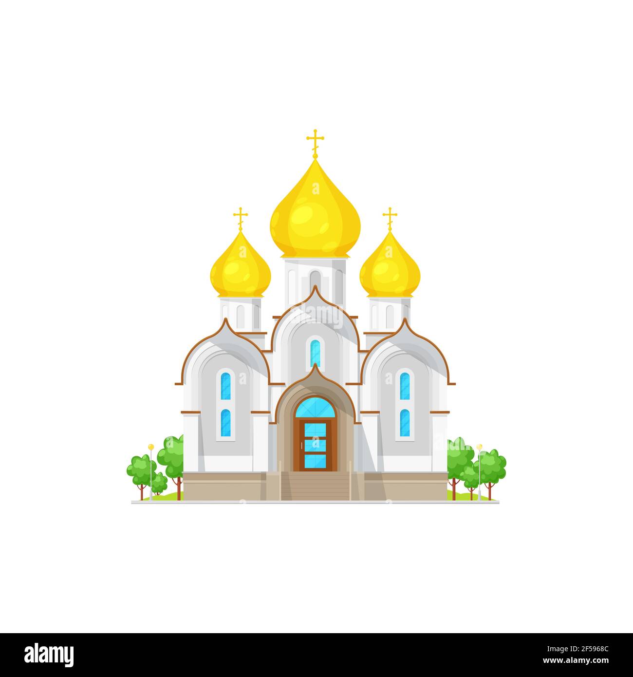 Chiesa cristiana ortodossa con cupole icona isolata Illustrazione Vettoriale