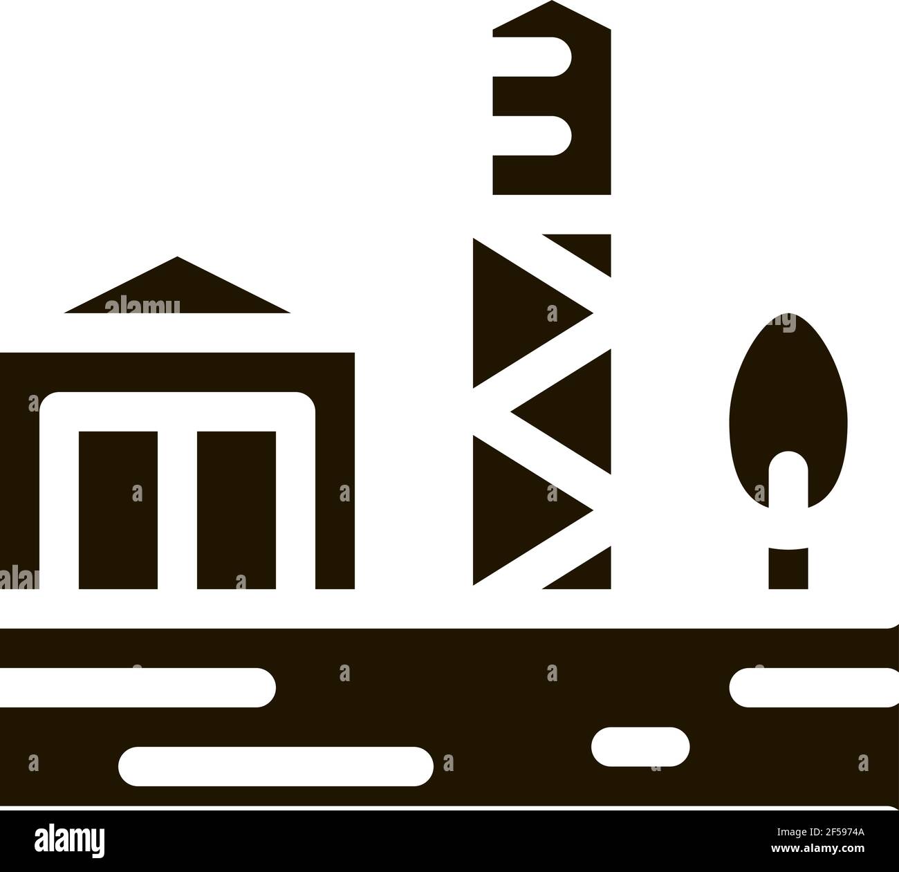 Torre di legno con l'icona della casa Vector Glyph Illustrazione Illustrazione Vettoriale