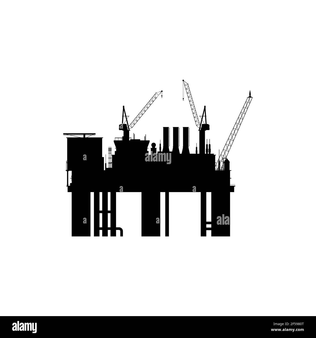 Icona vettore piattaforma mare derrick petrolio e gas. Illustrazione Vettoriale