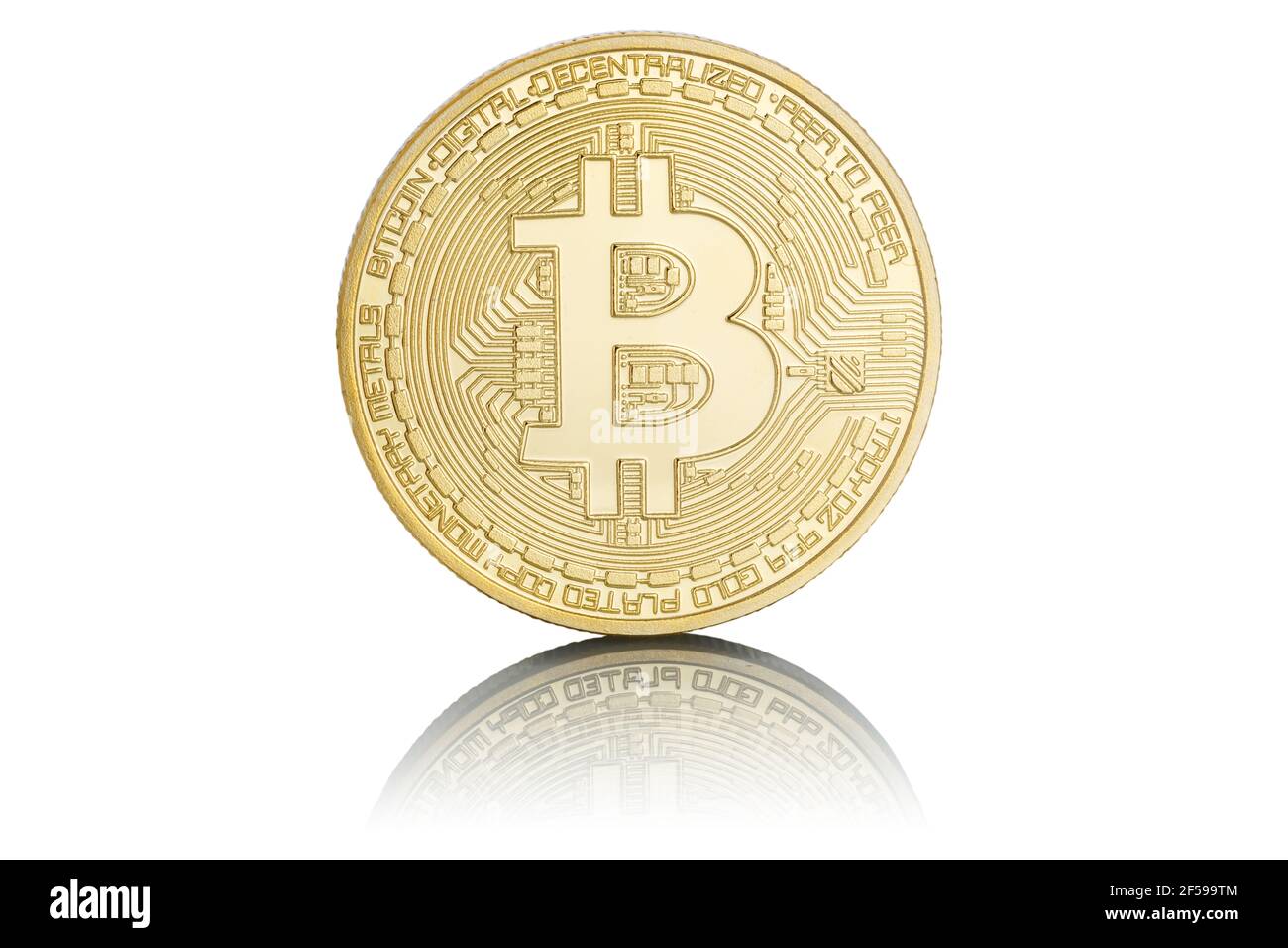 Bitcoin criptovaluta pagamento online pagare denaro digitale criptovaluta business finanze isolate su moneta bianca Foto Stock