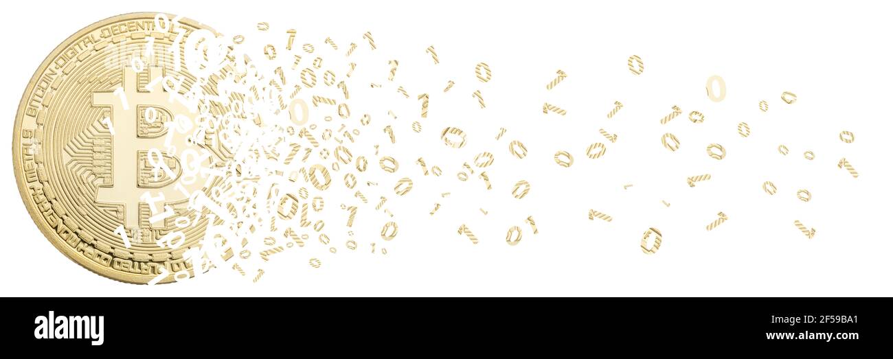 Bitcoin criptovaluta pagamento online pagare denaro digitale criptovaluta business banner finanziario isolato su moneta bianca Foto Stock