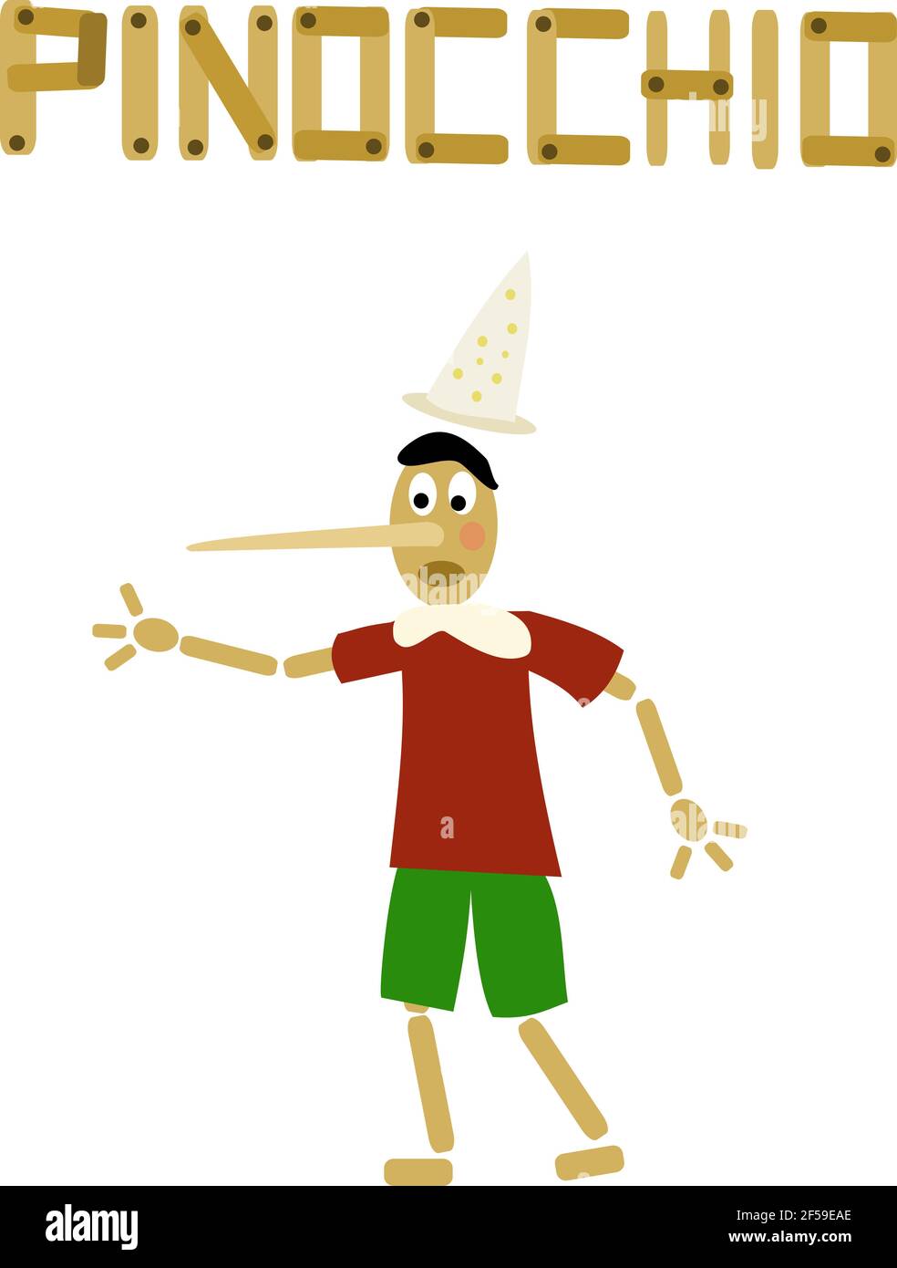 Immagine di Pinocchio con vestiti Foto Stock