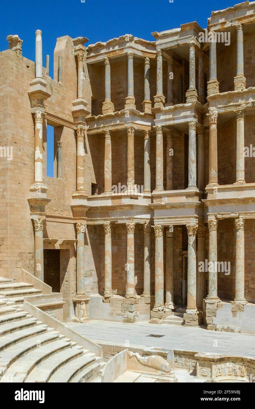 Anfiteatro romano, Sabratha, Libia Foto Stock