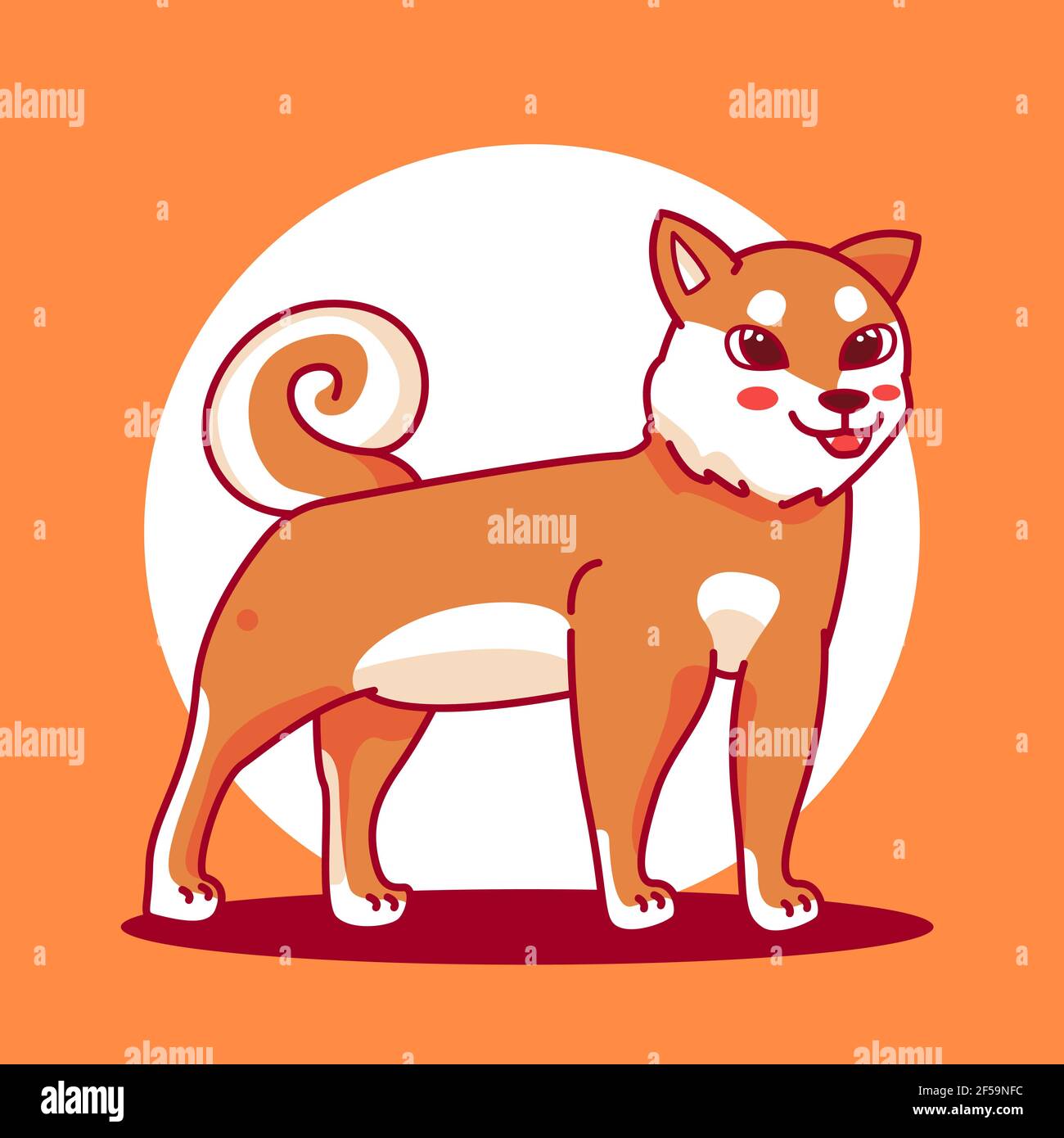 cartone animato shiba inu dog. premium vector design Illustrazione Vettoriale