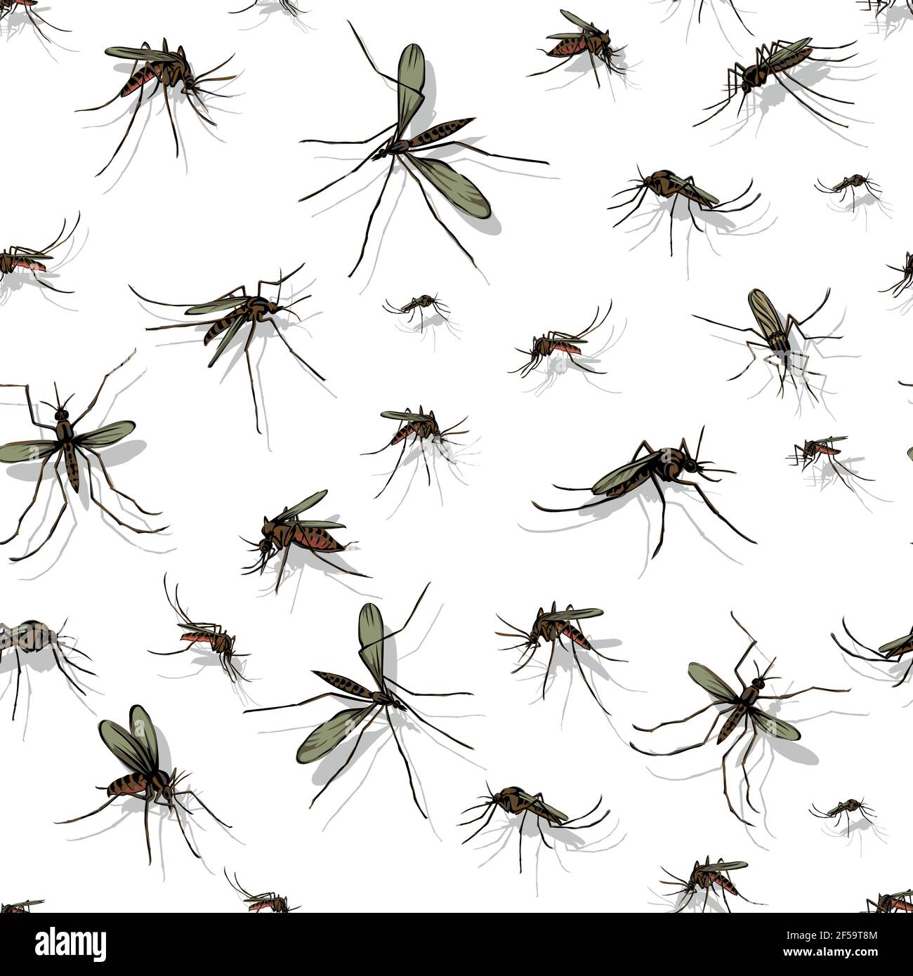 motivo di zanzara, colore, silhouette, ombra, varie opzioni di pose, probossi, morso, mordere, ronzio, inanellamento, succhiatore di sangue, morsi, malaria Illustrazione Vettoriale