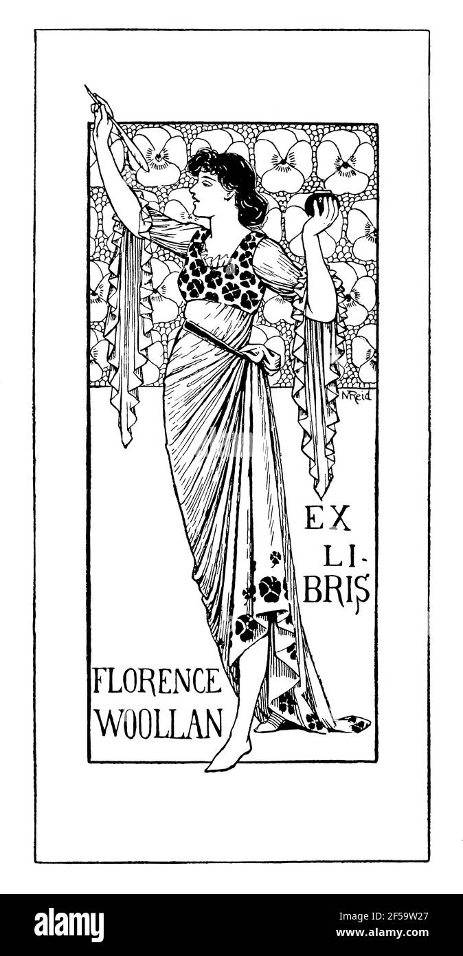 Libreria in stile Art Nouveau per Firenze Woolan di Colombo-Born Royal L'accademico Marion Reid Foto Stock Libreria in stile Art Nouveau per Firenze Woolan di Colombo-Born Royal L'accademico Marion Reid Foto Stock