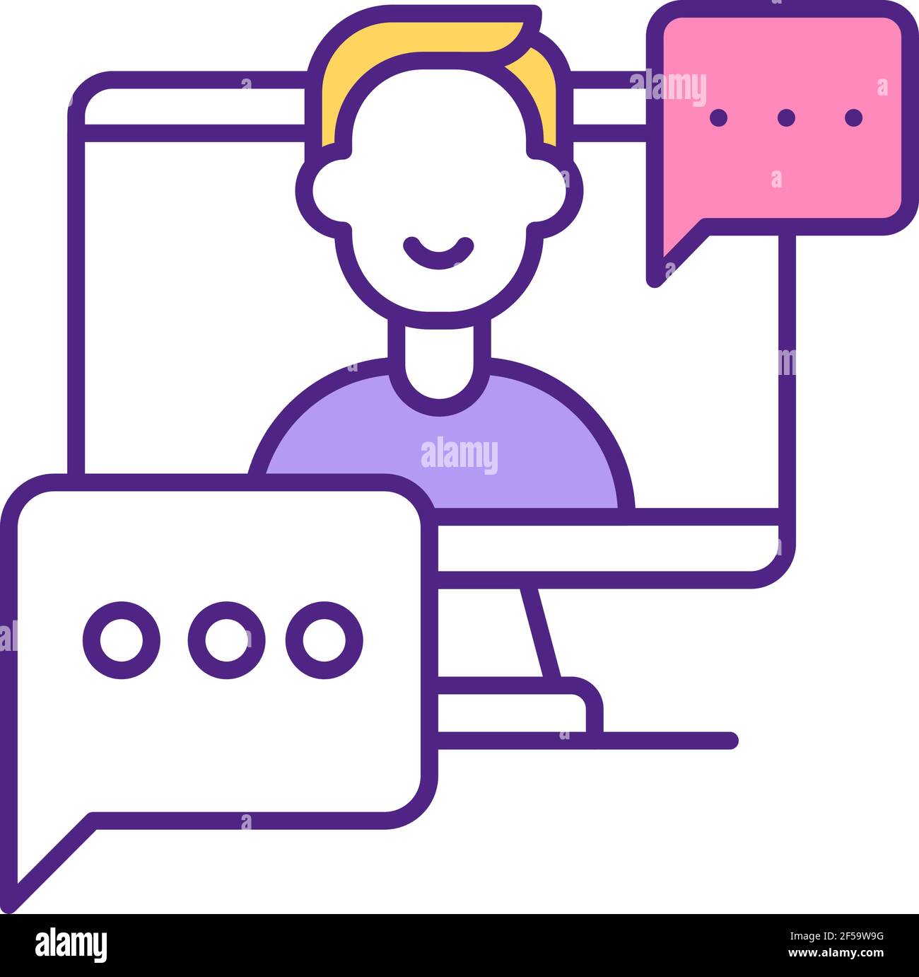 Icona colore RGB dell'applicazione di chat online. Illustrazione Vettoriale