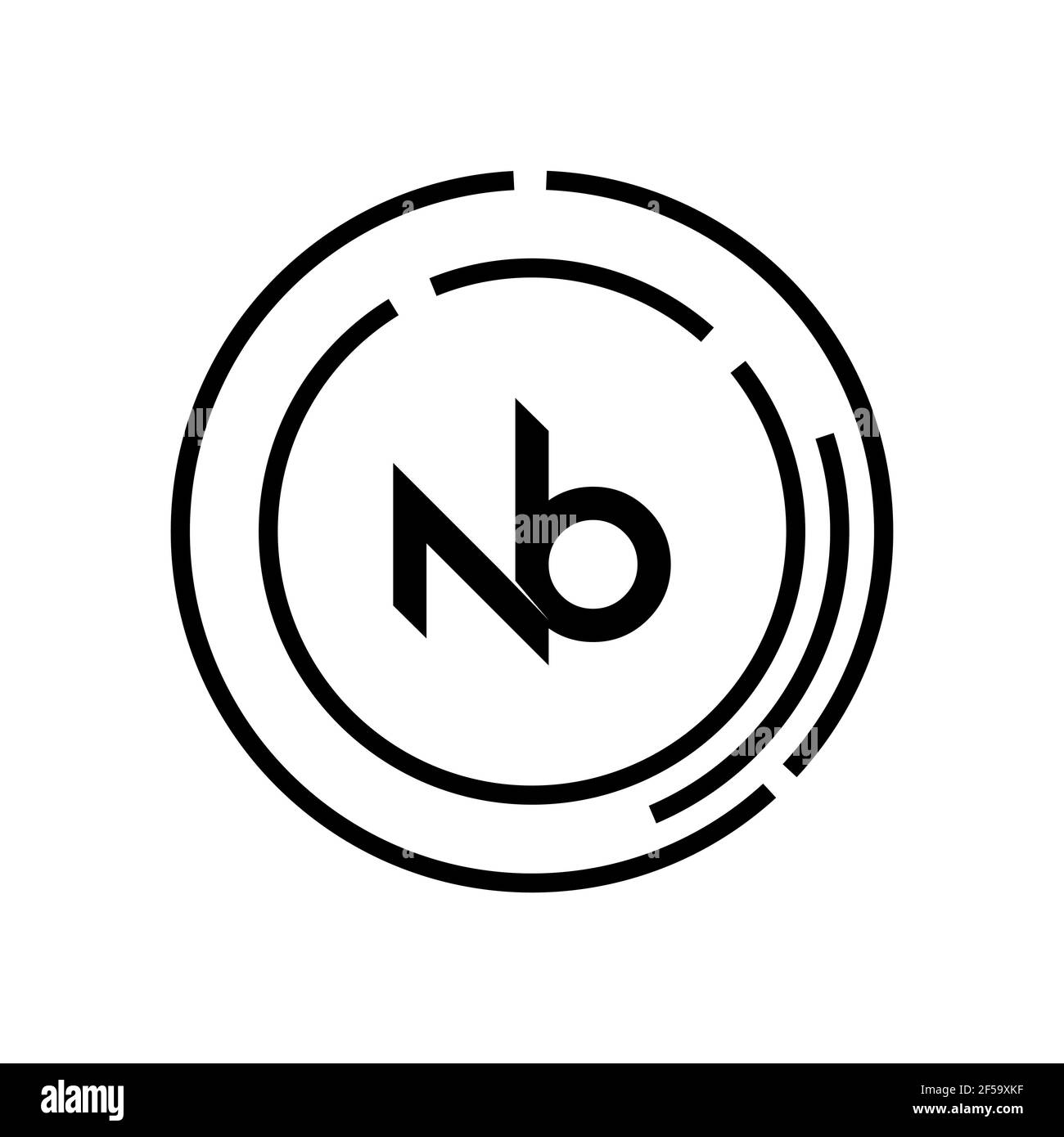 Innovativo logo NB iniziale professionale e logo BN. Lettera BN NB Monogramma minimale elegante. Simbolo e simbolo dell'alfabeto artistico Premium Business Foto Stock