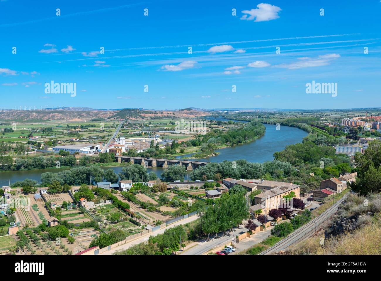 Vista dall'alto di Tudela, Spagna Foto Stock