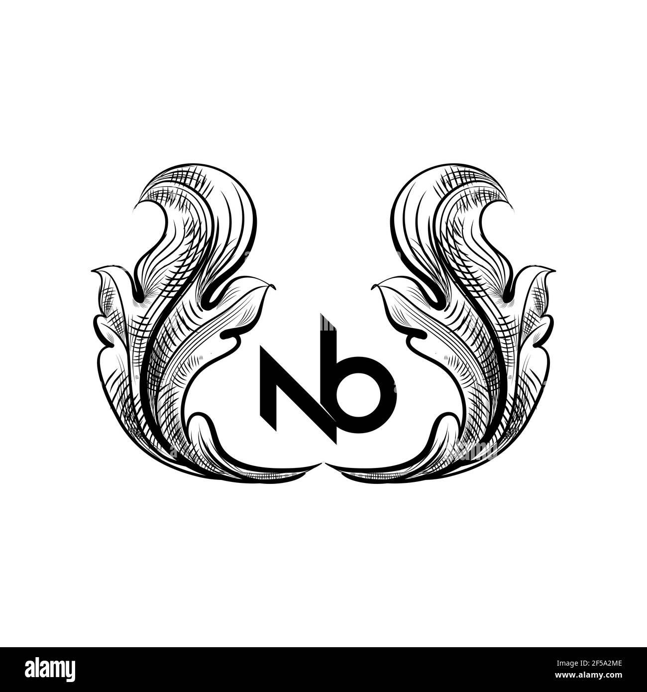 Innovativo logo NB iniziale professionale e logo BN. Lettera BN NB Monogramma minimale elegante. Simbolo e simbolo dell'alfabeto artistico Premium Business Foto Stock