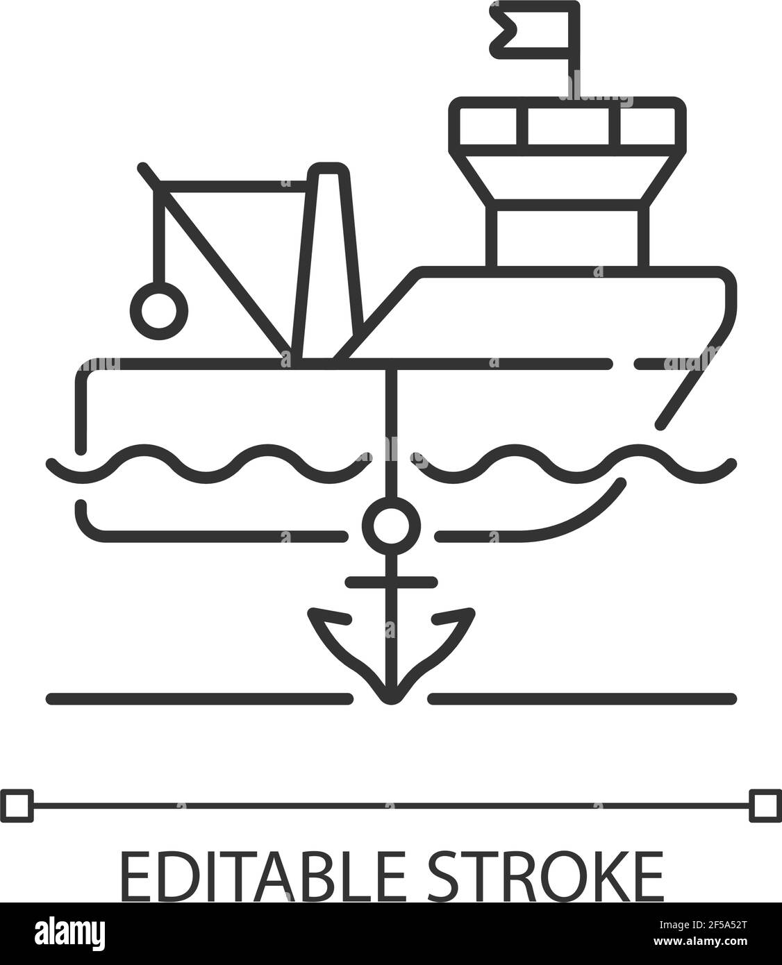 Icona lineare nave ancorata Illustrazione Vettoriale