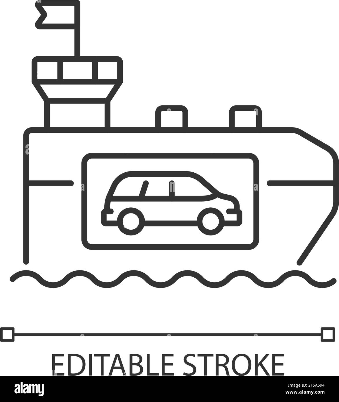 Icona lineare della nave portante del veicolo Illustrazione Vettoriale