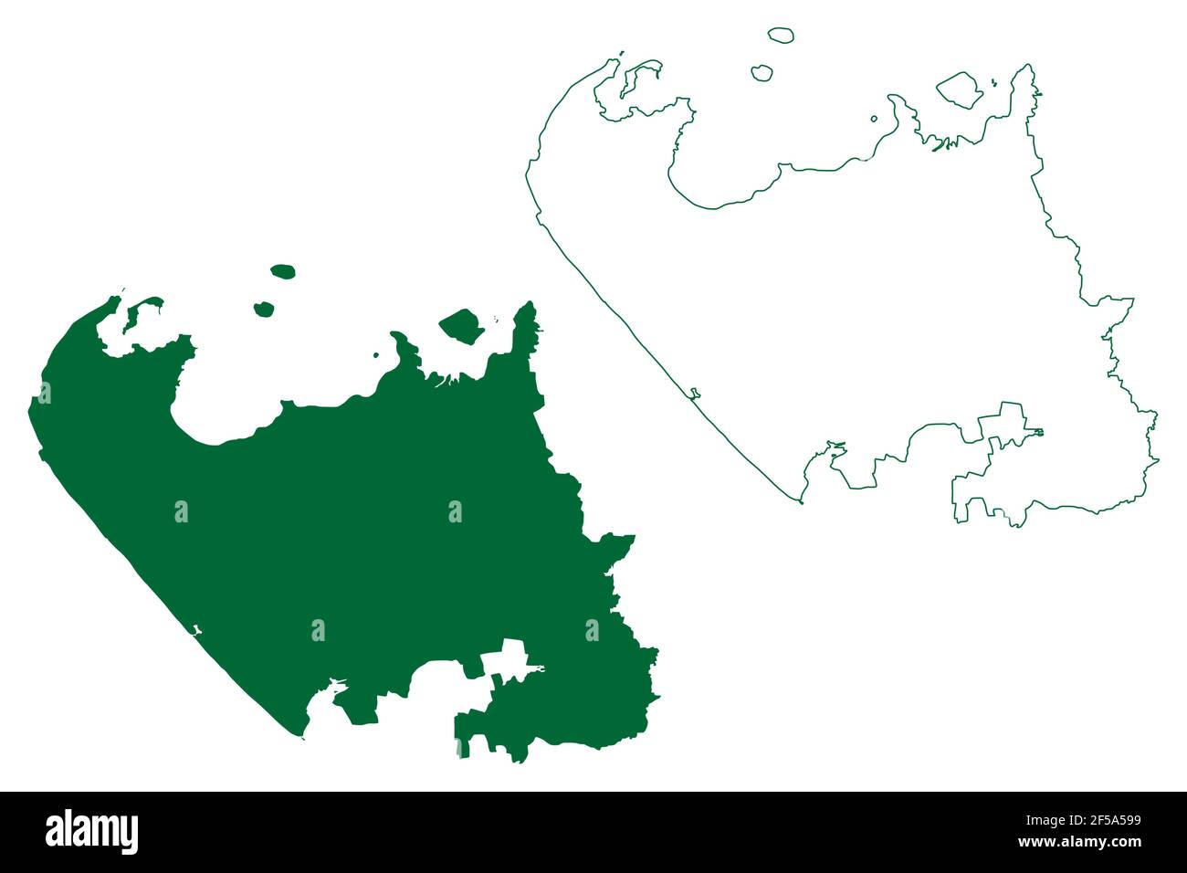 Distretto di Debbhumi Dwarka (Stato di Gujarat, Repubblica dell'India) illustrazione vettoriale della mappa, schizzo della mappa di Debbhumi Dwarka Illustrazione Vettoriale