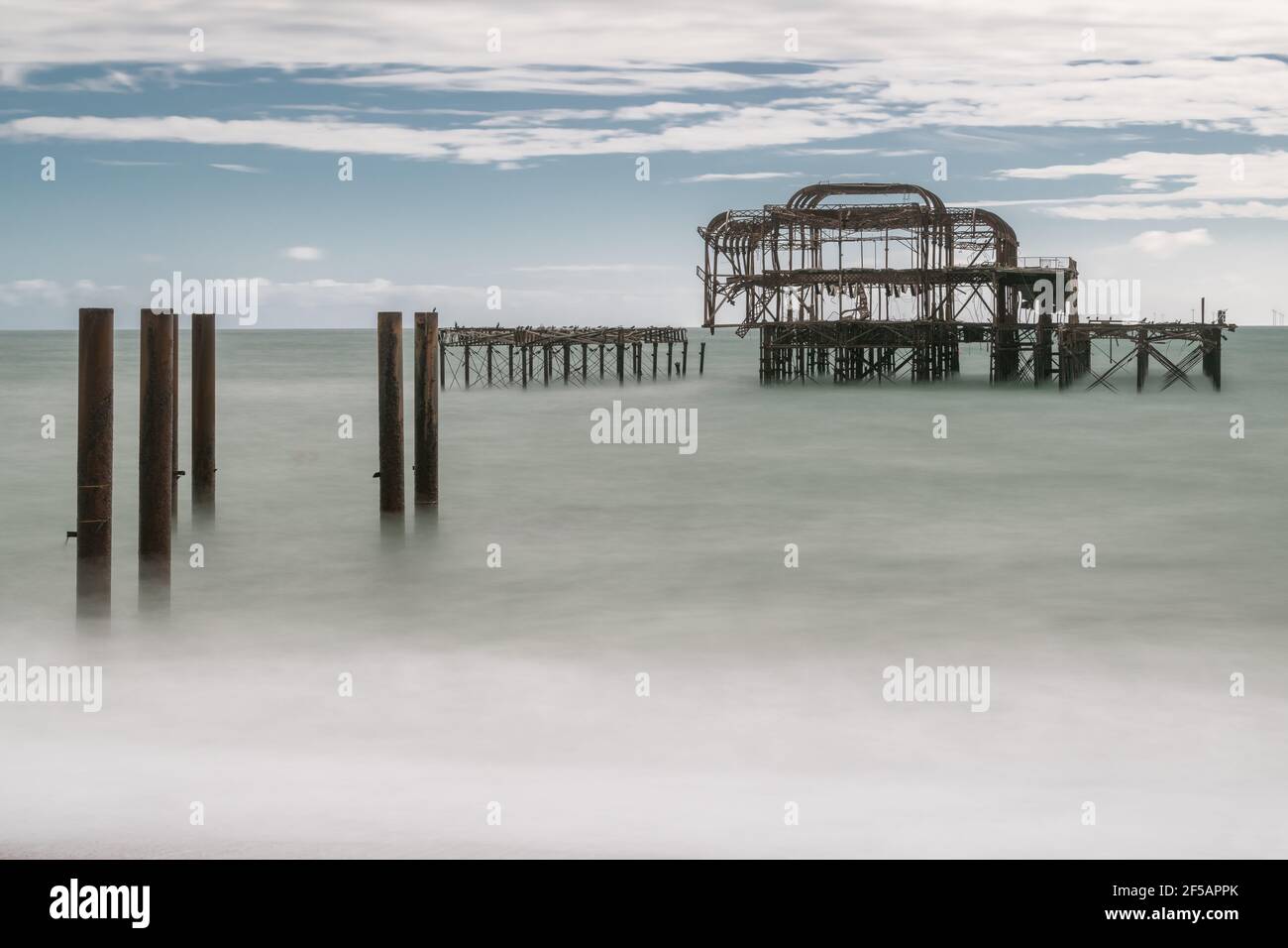 Resti del West Pier a Brighton, East Sussex, Regno Unito Foto Stock