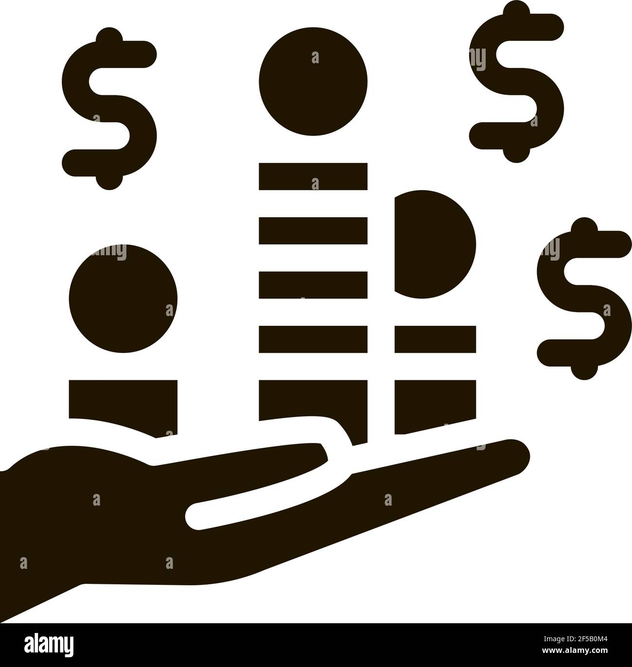 Pile di monete d'oro icona denaro Vector Glyph Illustrazione Illustrazione Vettoriale