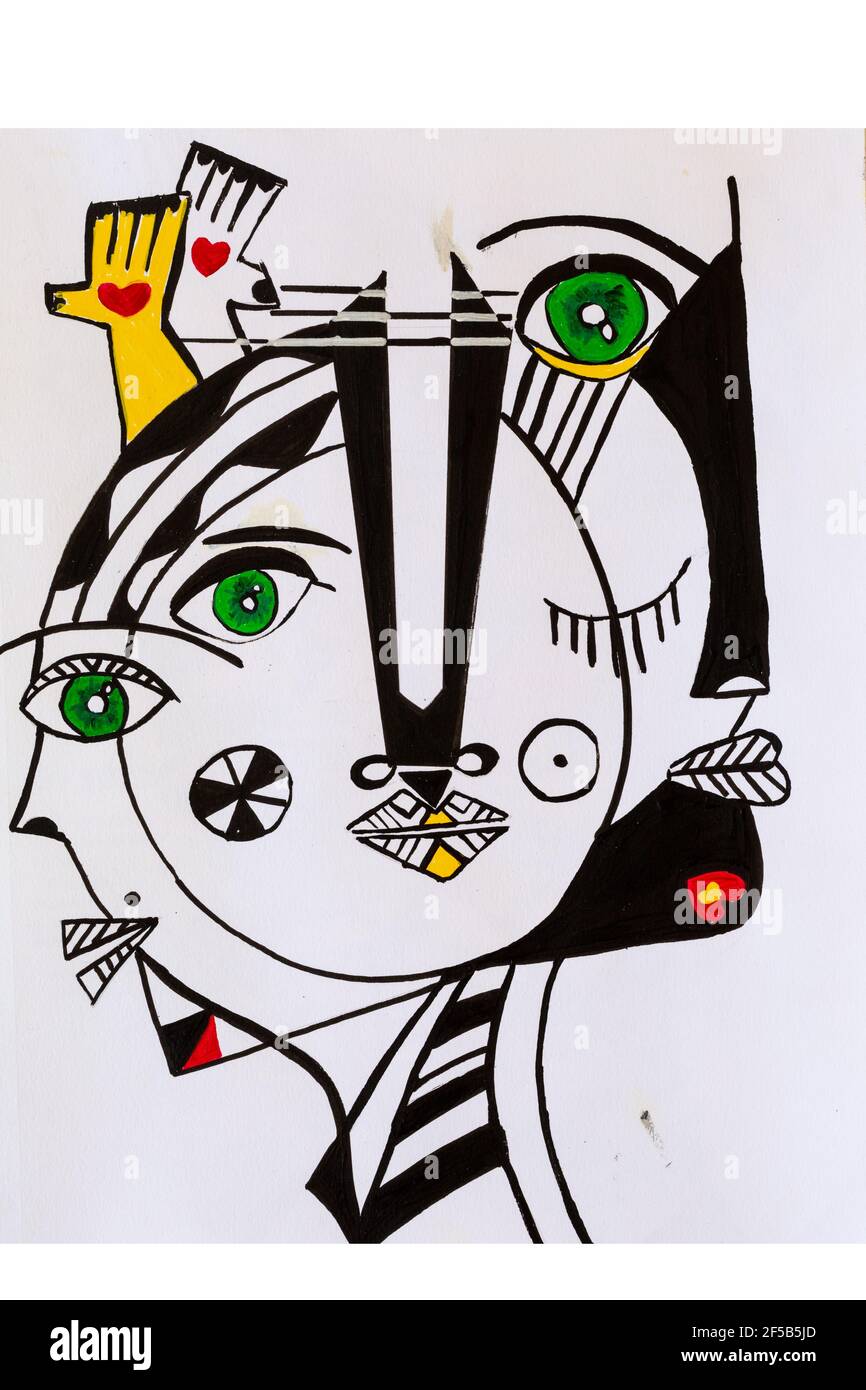 Poster astratti d'arte. Illustrazione di forme geometriche, oggetti e linee, grafica moderna per sfondo, rivista o copertina Foto Stock