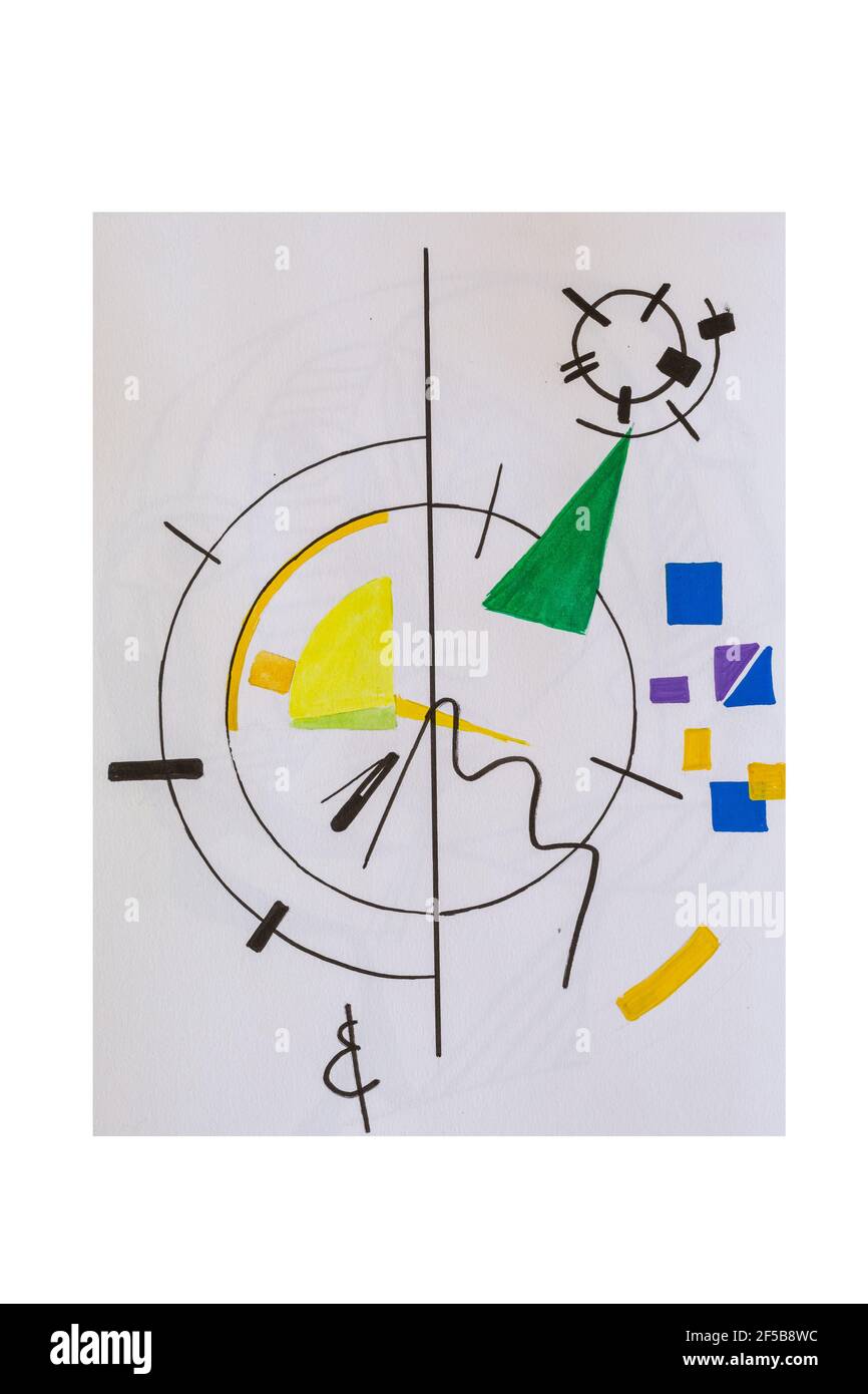 arte concettuale, orologio, orologio, in background whit Foto Stock