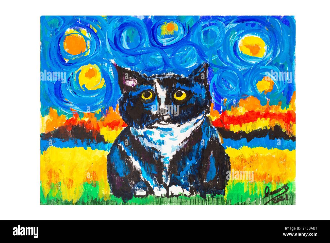 Poster astratti d'arte. Illustrazione di forme geometriche, oggetti e linee, grafica moderna per sfondo, rivista o copertina, gatto Foto Stock