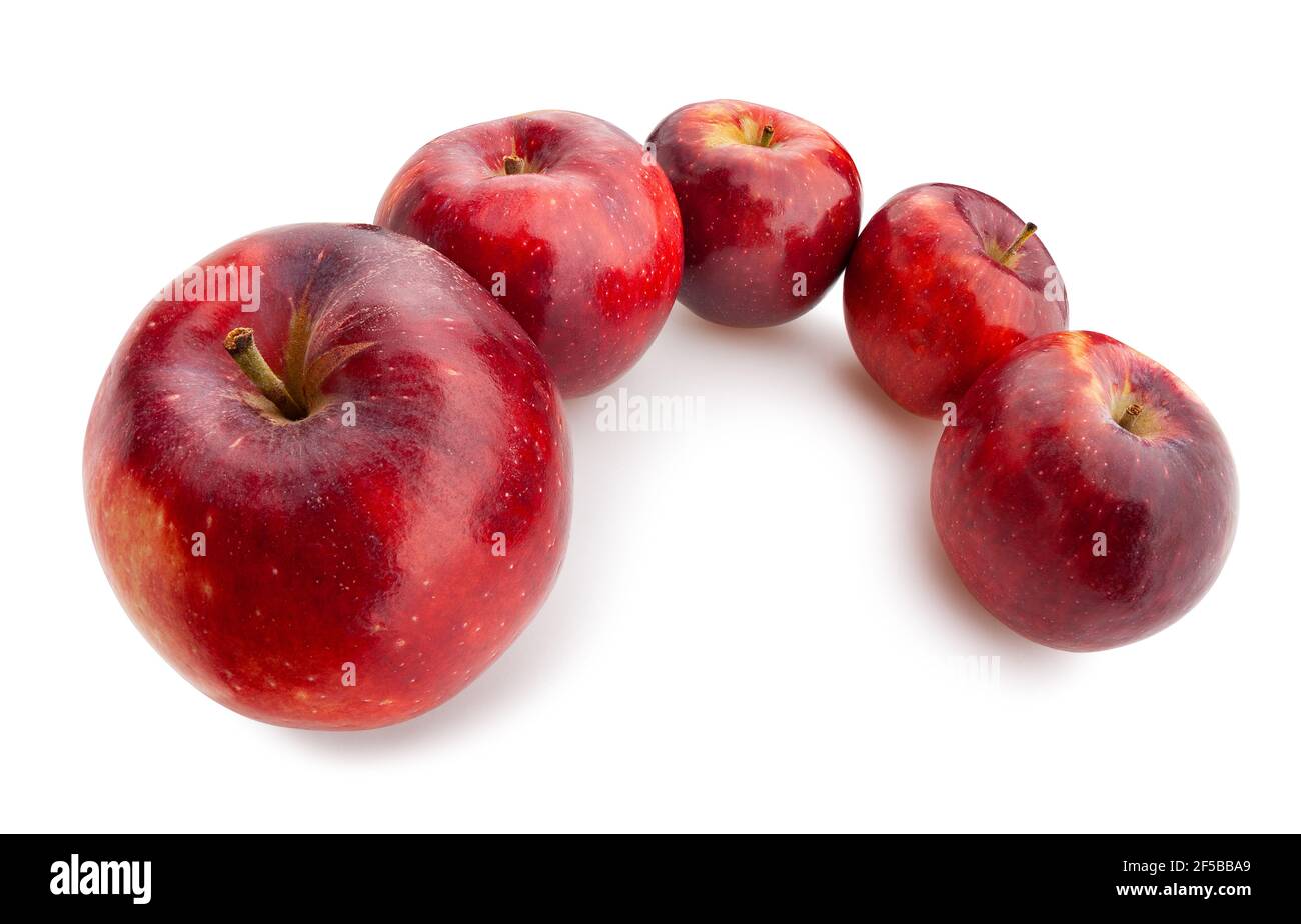 percorso di mela rossa isolato su bianco Foto Stock