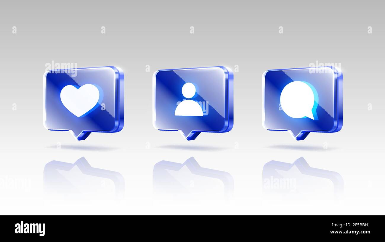 Le icone di tipo mano e chat sono impostate, il banner 3d del seguace dei segni, i migliori social media post. Illustrazione vettoriale Illustrazione Vettoriale