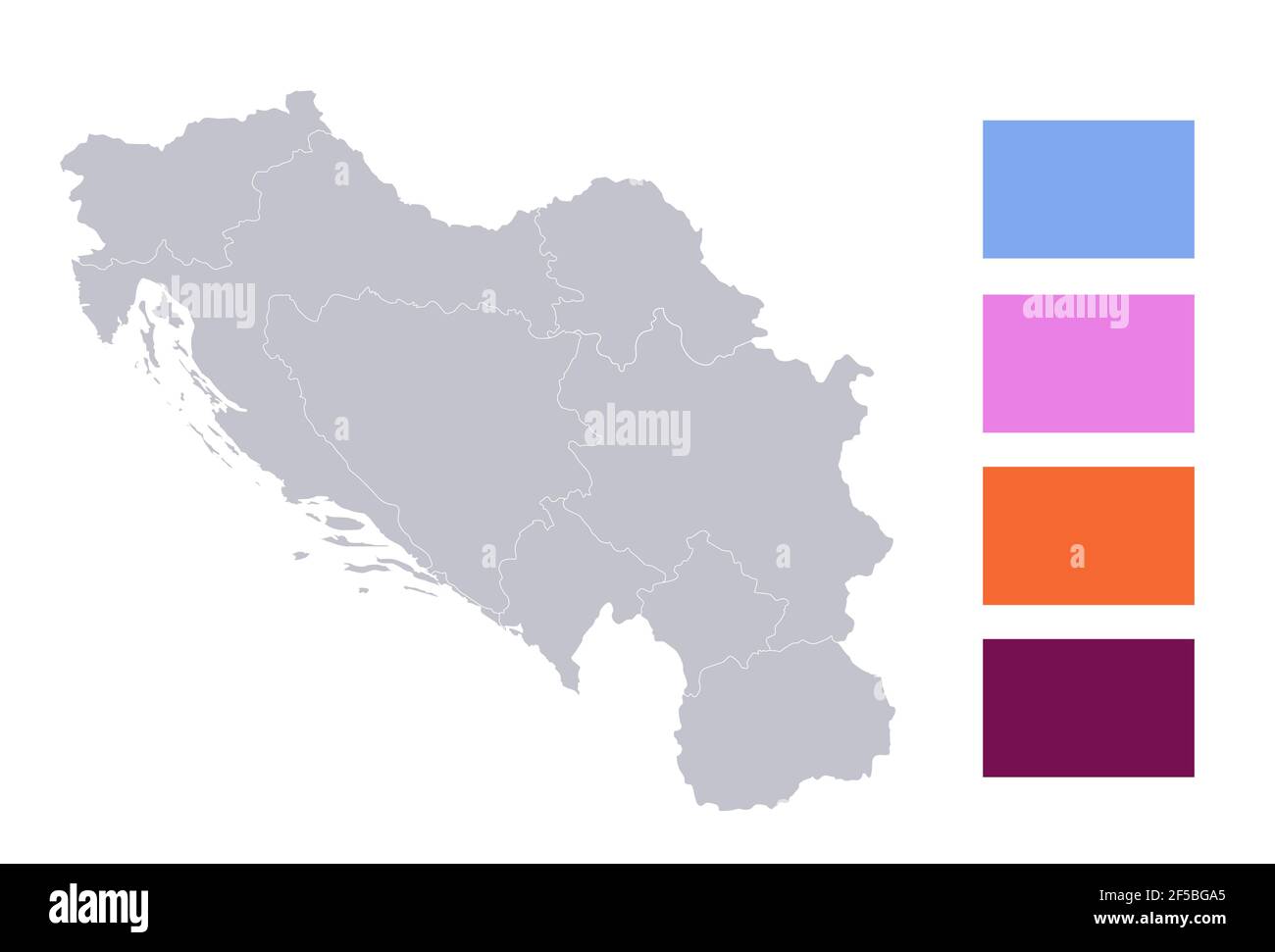 Infografiche della carta della Iugoslavia, singole regioni vuote Foto Stock