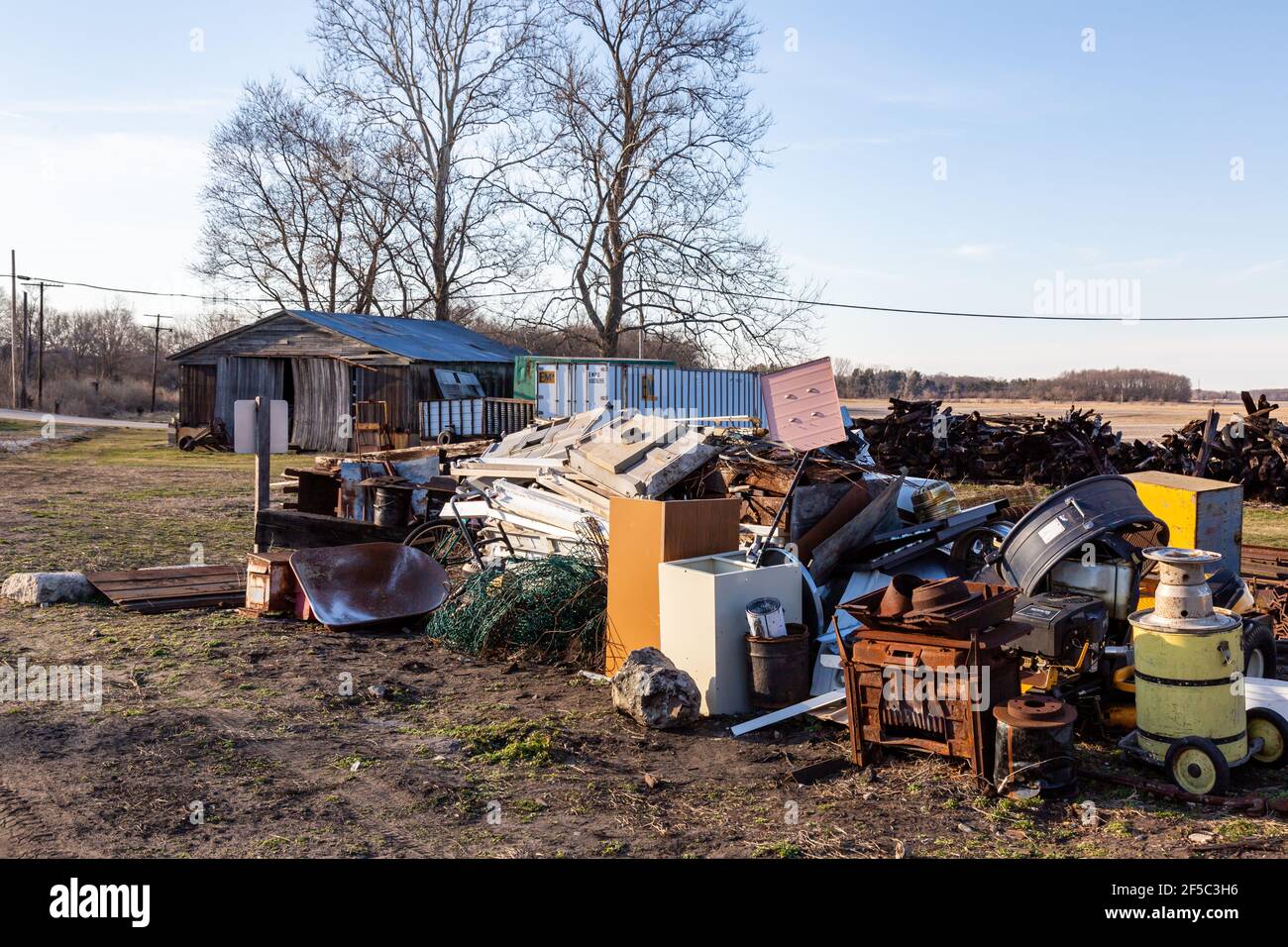 Un mucchio di spazzatura in Nord Judson, Indiana, Stati Uniti. Foto Stock