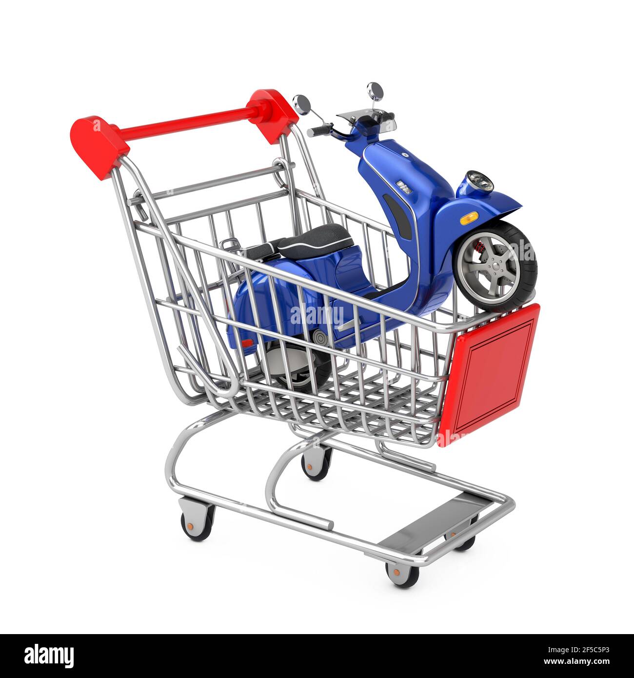 Scooter elettrico o retrò classico blu nel carrello della spesa su sfondo  bianco. Rendering 3d Foto stock - Alamy