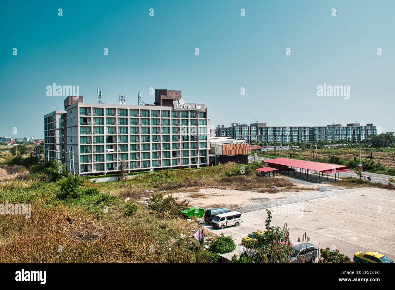 Bangkok, Thailandia 03.26.2021 il Chor Cher 4 stelle - il Green Residence alternative state Quarantine Hotel a Samut Prakan Foto Stock