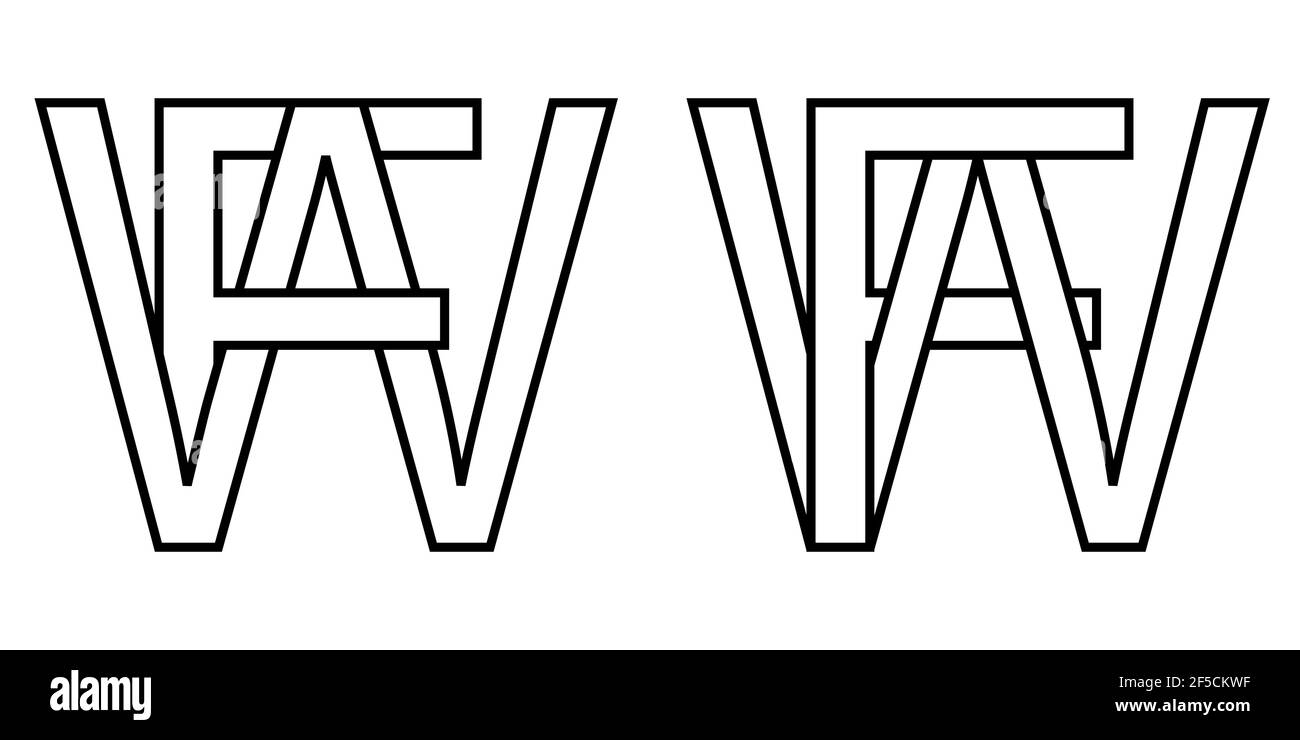 Simbolo del logo fw, simbolo wf lettere interlacciate w, logo F vettoriale wf, fw primo carattere maiuscolo lettera w f Illustrazione Vettoriale