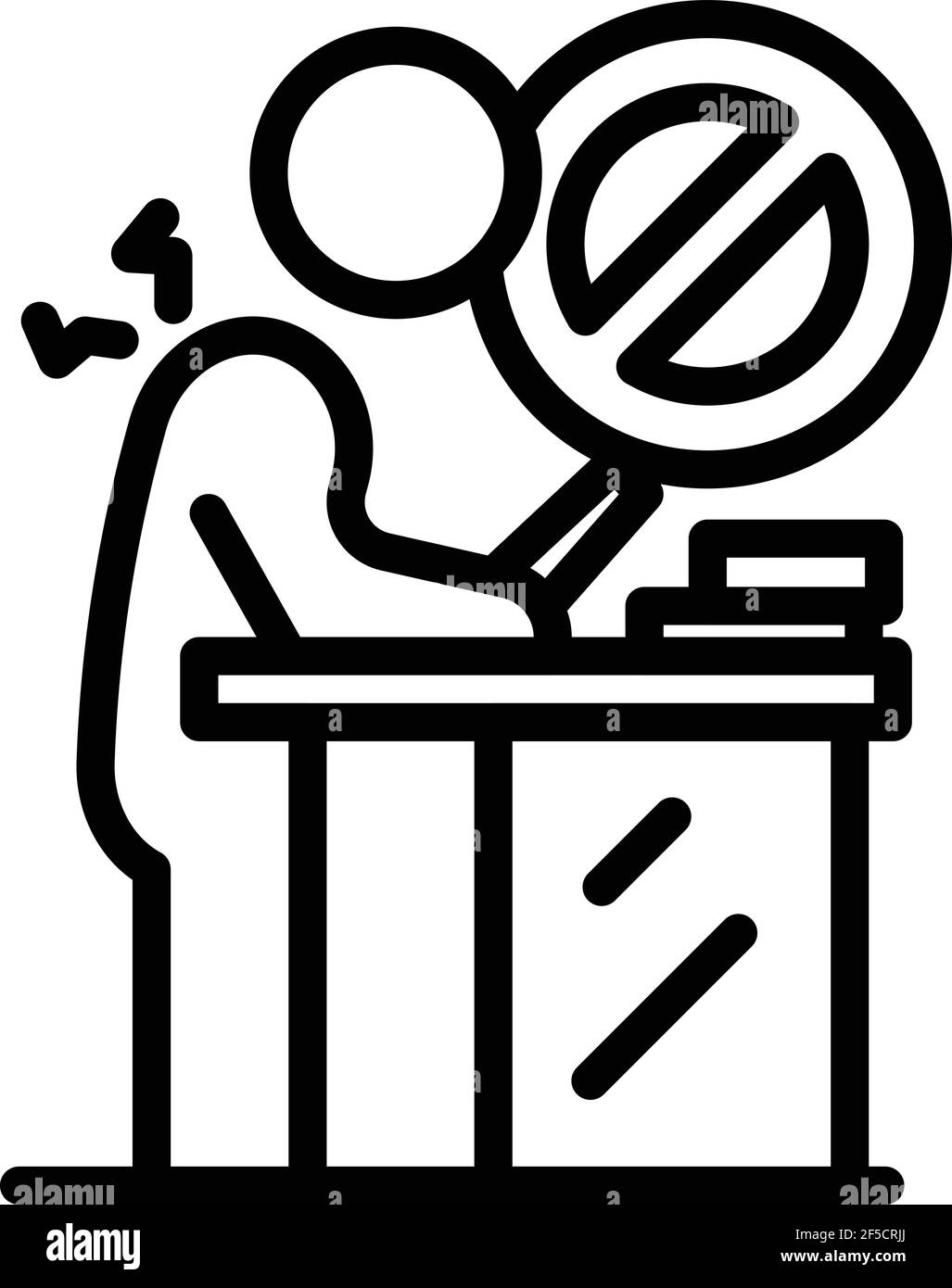 Icona posizione di lavoro errata. Delineare l'icona del vettore di posizione di lavoro errata per il web design isolato su sfondo bianco Illustrazione Vettoriale