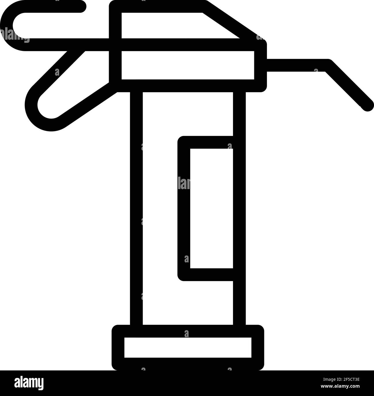 Icona della pistola per cianfrinatura. Contorno icona vettore pistola di cianfrinatura per web design isolato su sfondo bianco Illustrazione Vettoriale