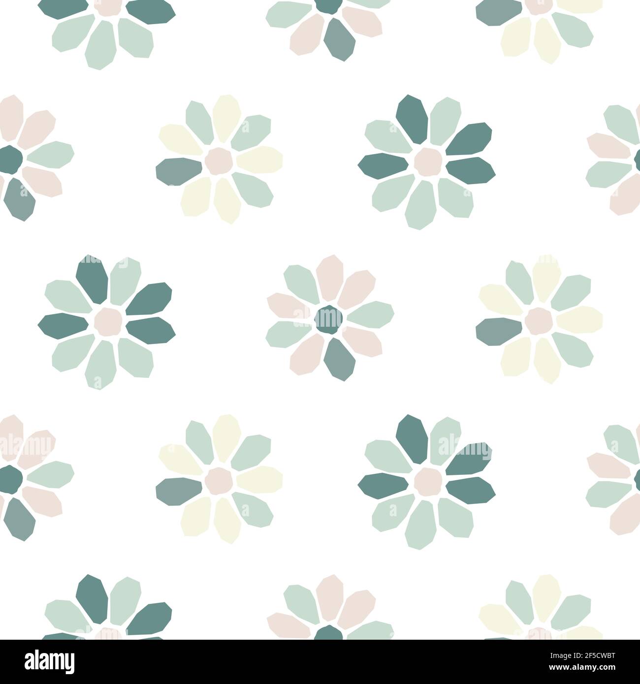 Colori verdi sfondo geometrico a margherita trama senza cuciture. Illustrazione Vettoriale